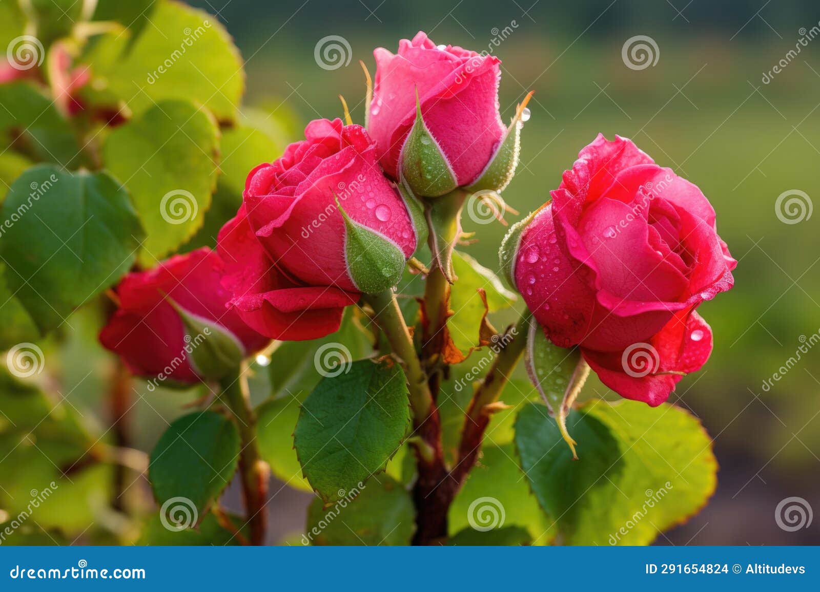 Cluster of Budding Roses on a Bush Stock Photo Image of budding, bush