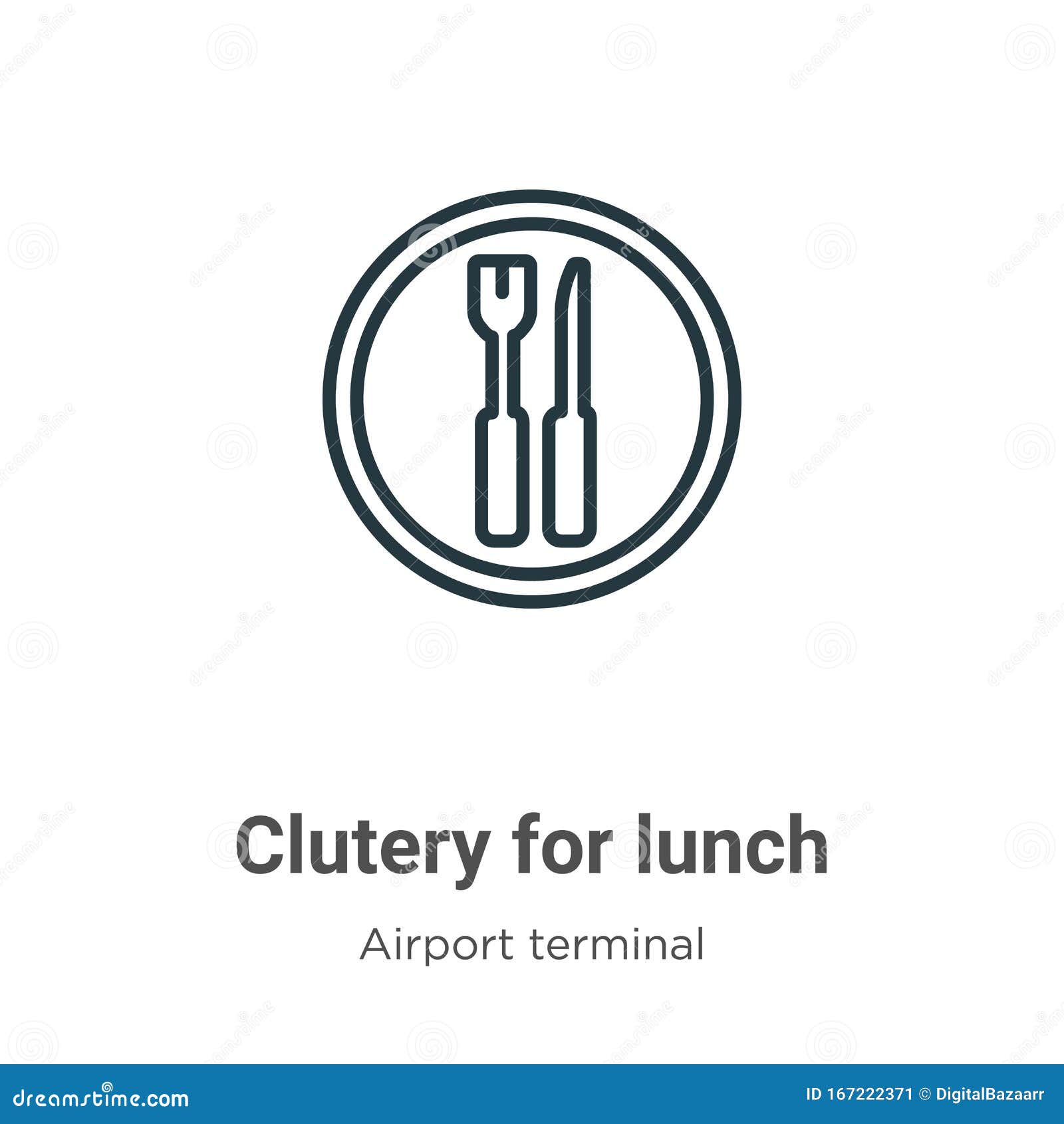 clutery for lunch outline  icon. thin line black clutery for lunch icon, flat  simple   from