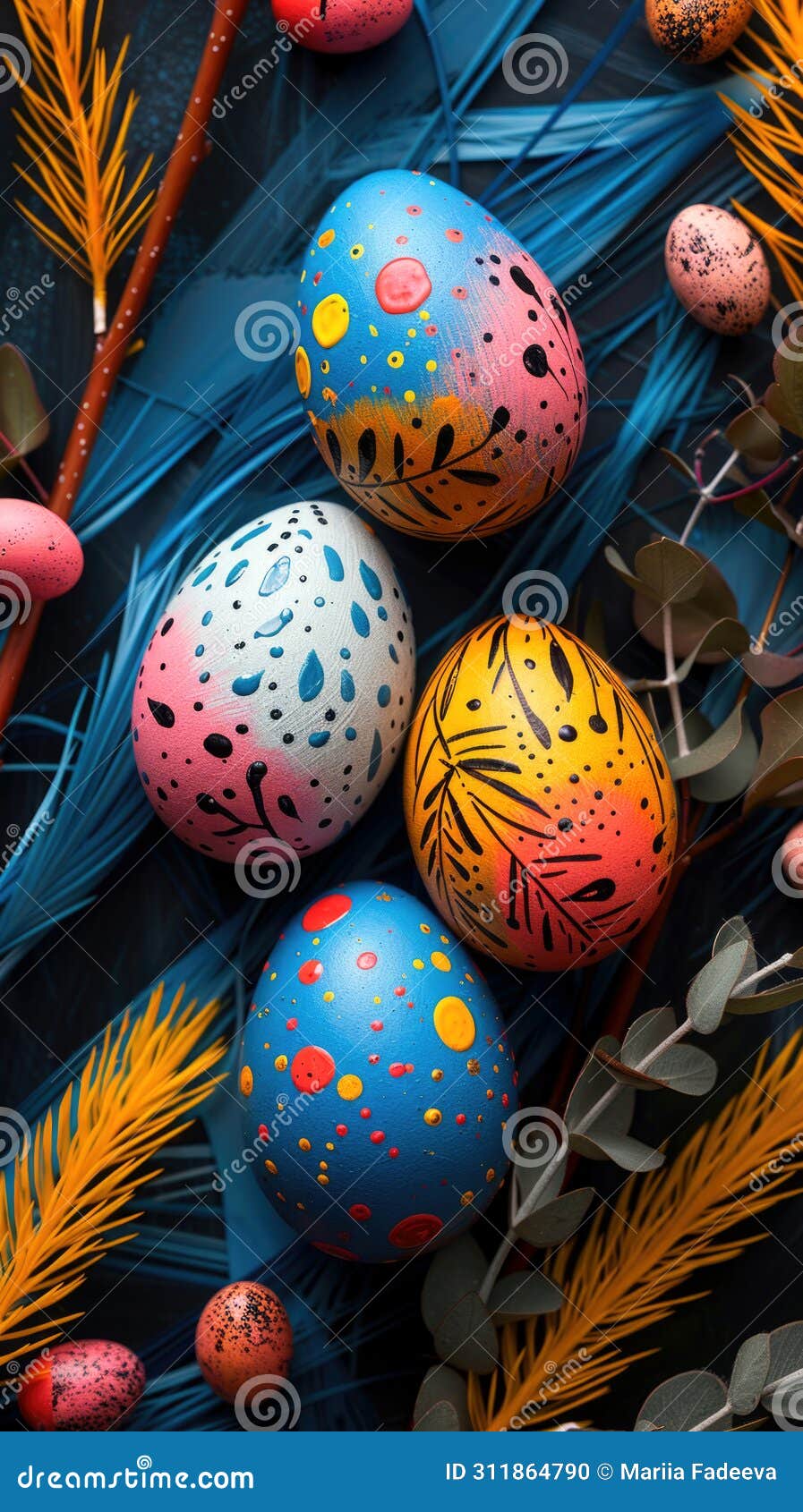 the cluttercore trending floral easter card  features rich colors and bold strokes.
