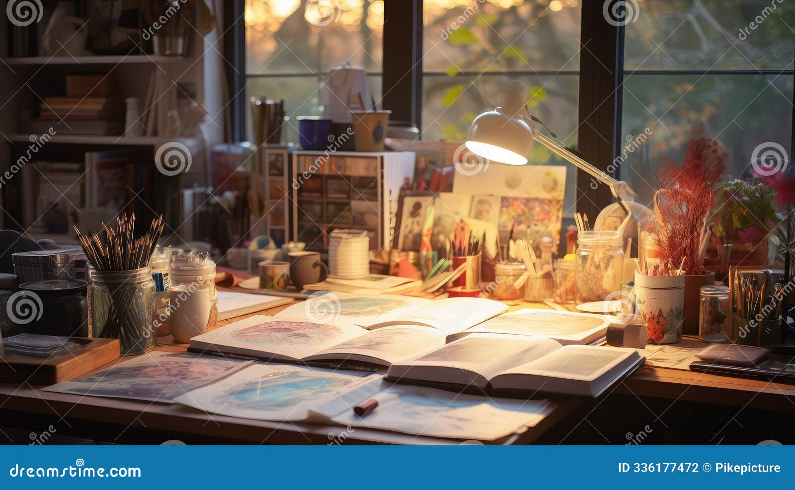 cluttered journal on desk