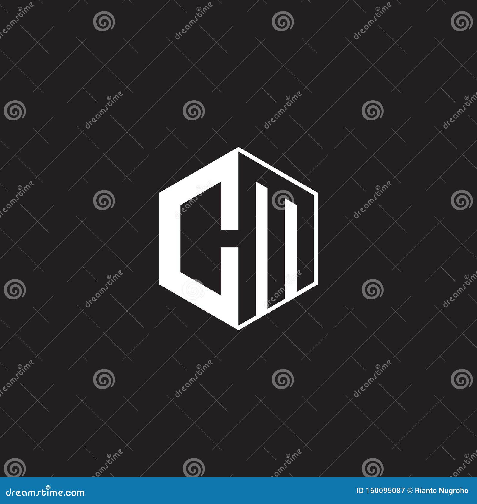 CM Logo Monogram Hexagon with Black Background Negative Space Style ...