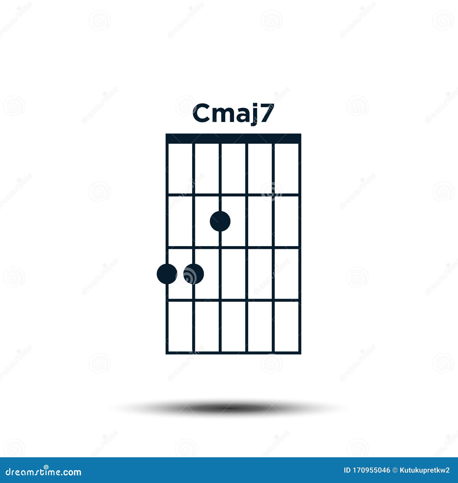 Cmaj7, Basic Guitar Chord Chart Icon Vector Template Stock Vector