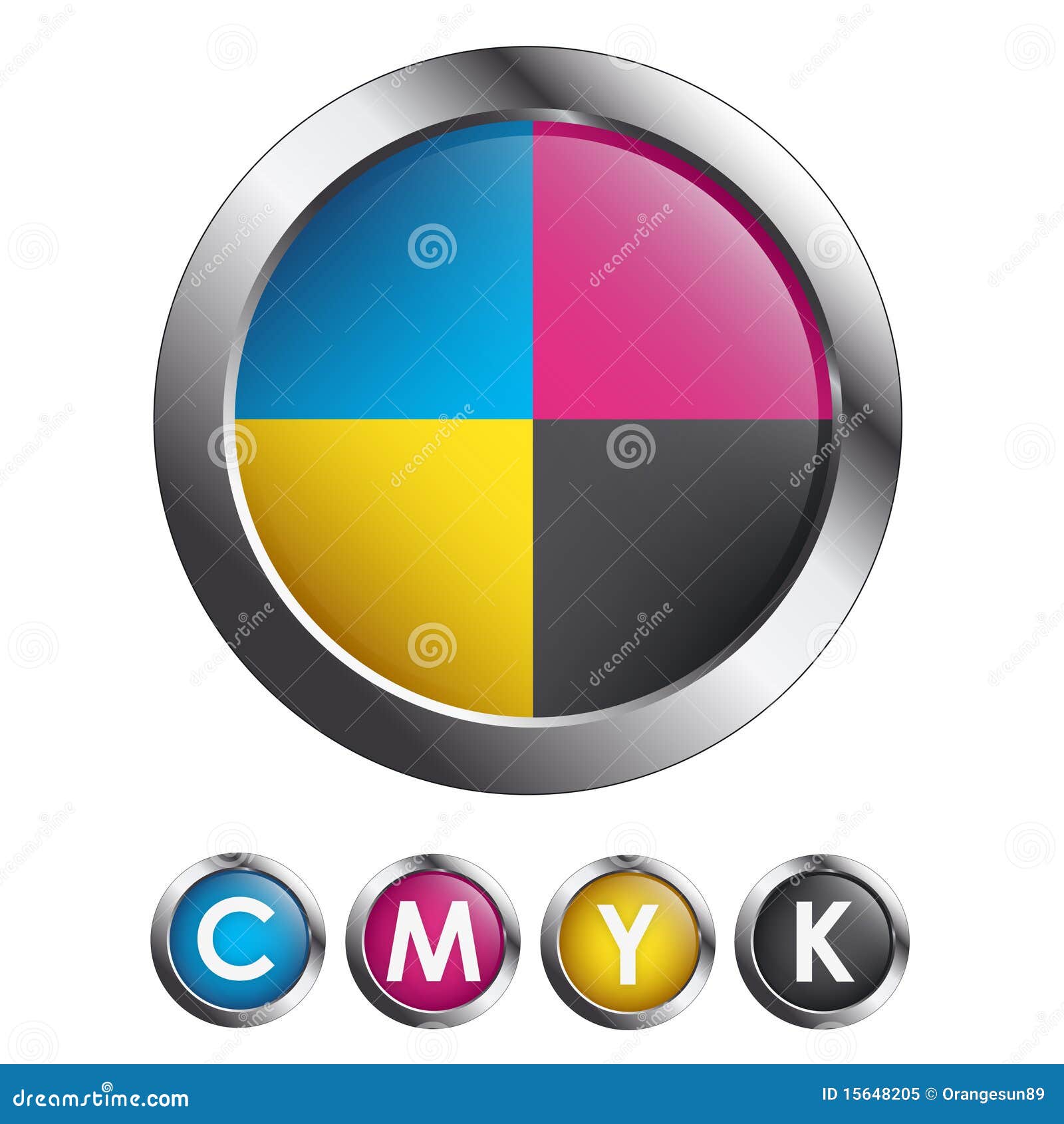 cmyk glossy round buttons