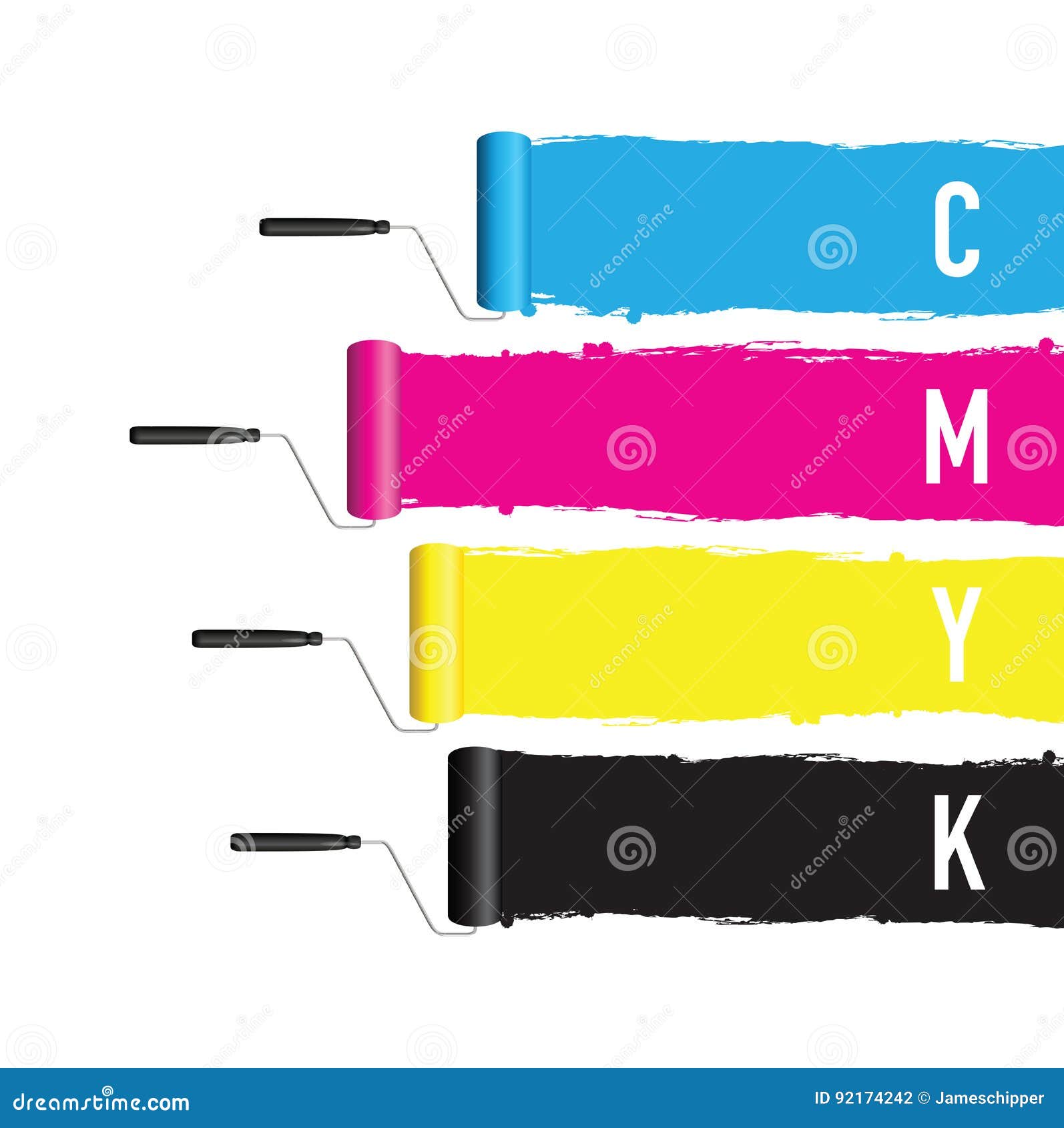 Cmyk ink roller stock illustration. Illustration of colors 92174242