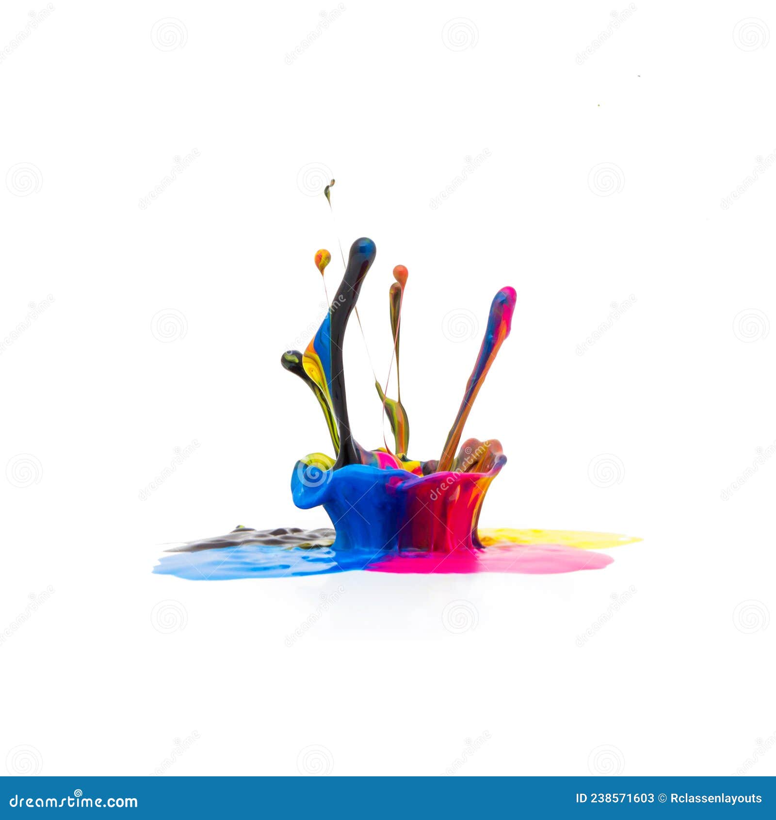 CMYK Paint Splash Colors Isolated on White Stock Image - Image of ...