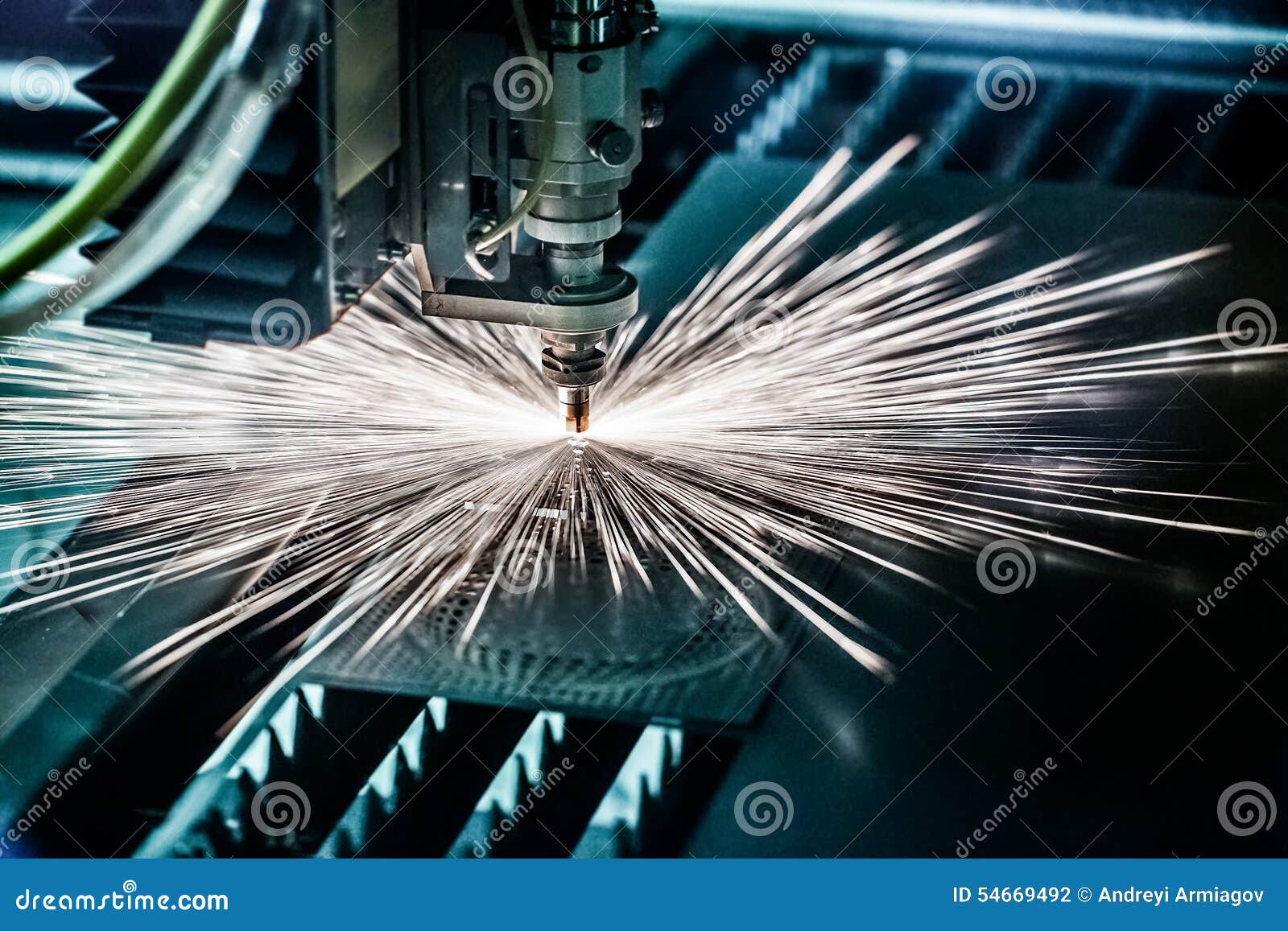 cnc laser cutting of metal, modern industrial technology.