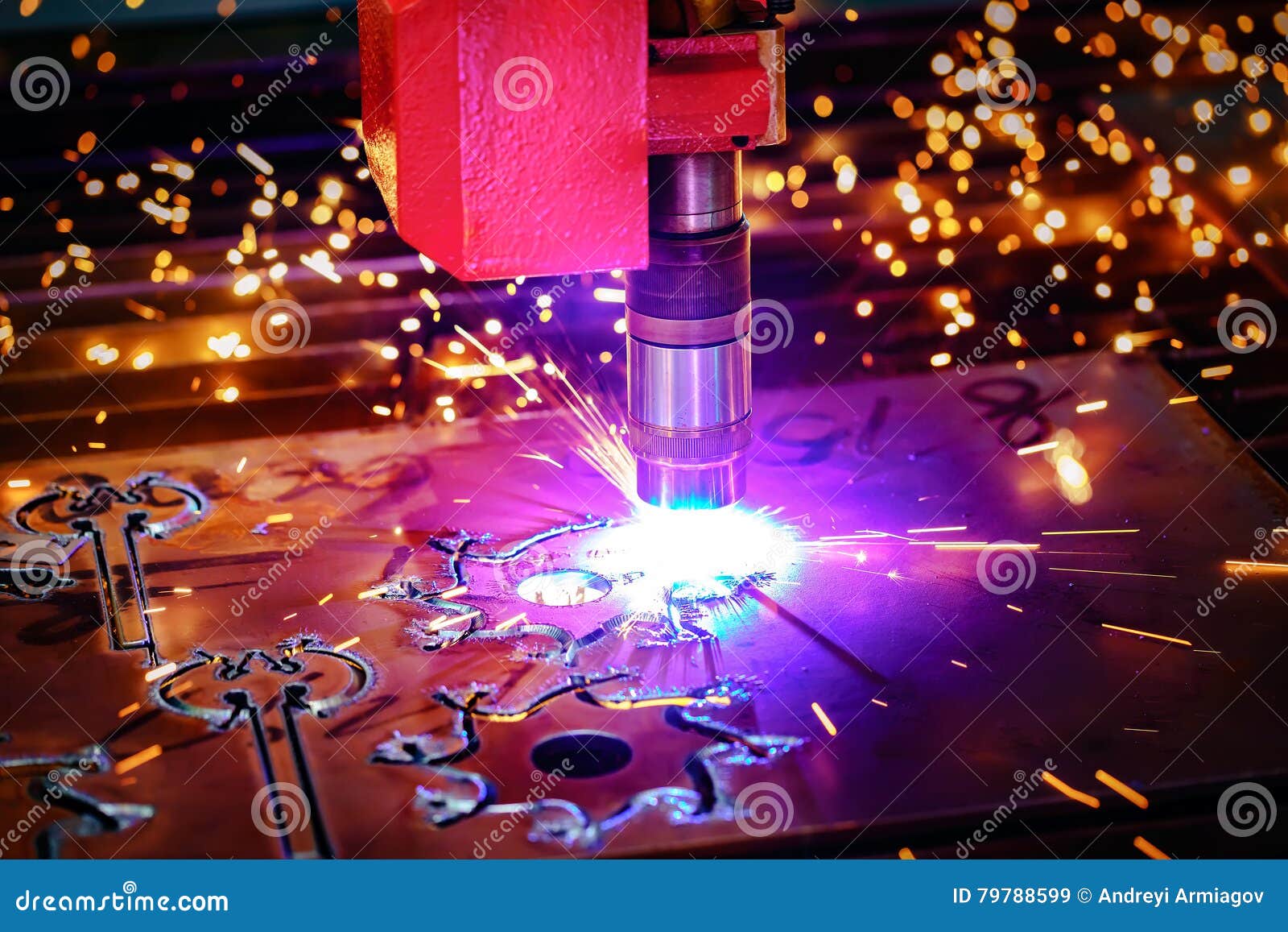 cnc laser plasma cutting of metal, modern industrial technology.