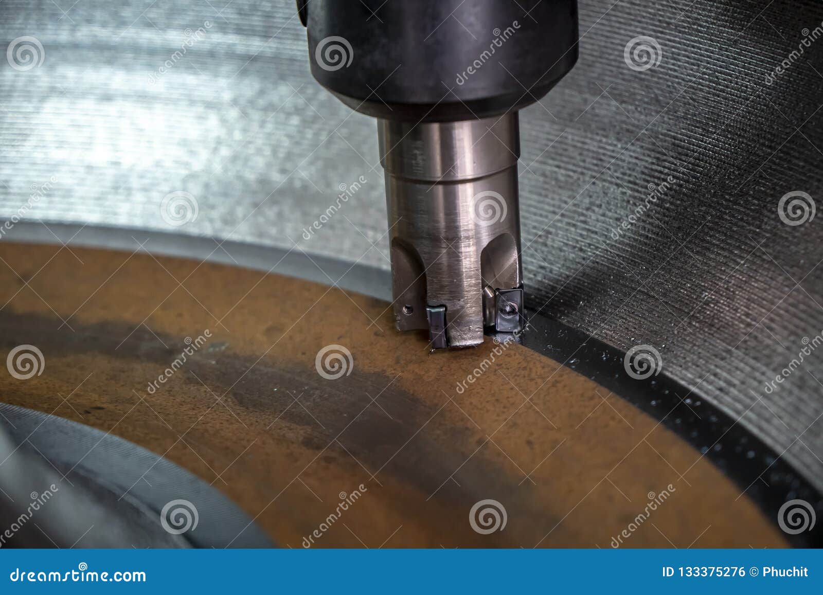 The CNC Milling Machine Cutting the Cast Iron. Stock Photo Image of equipment, industrial