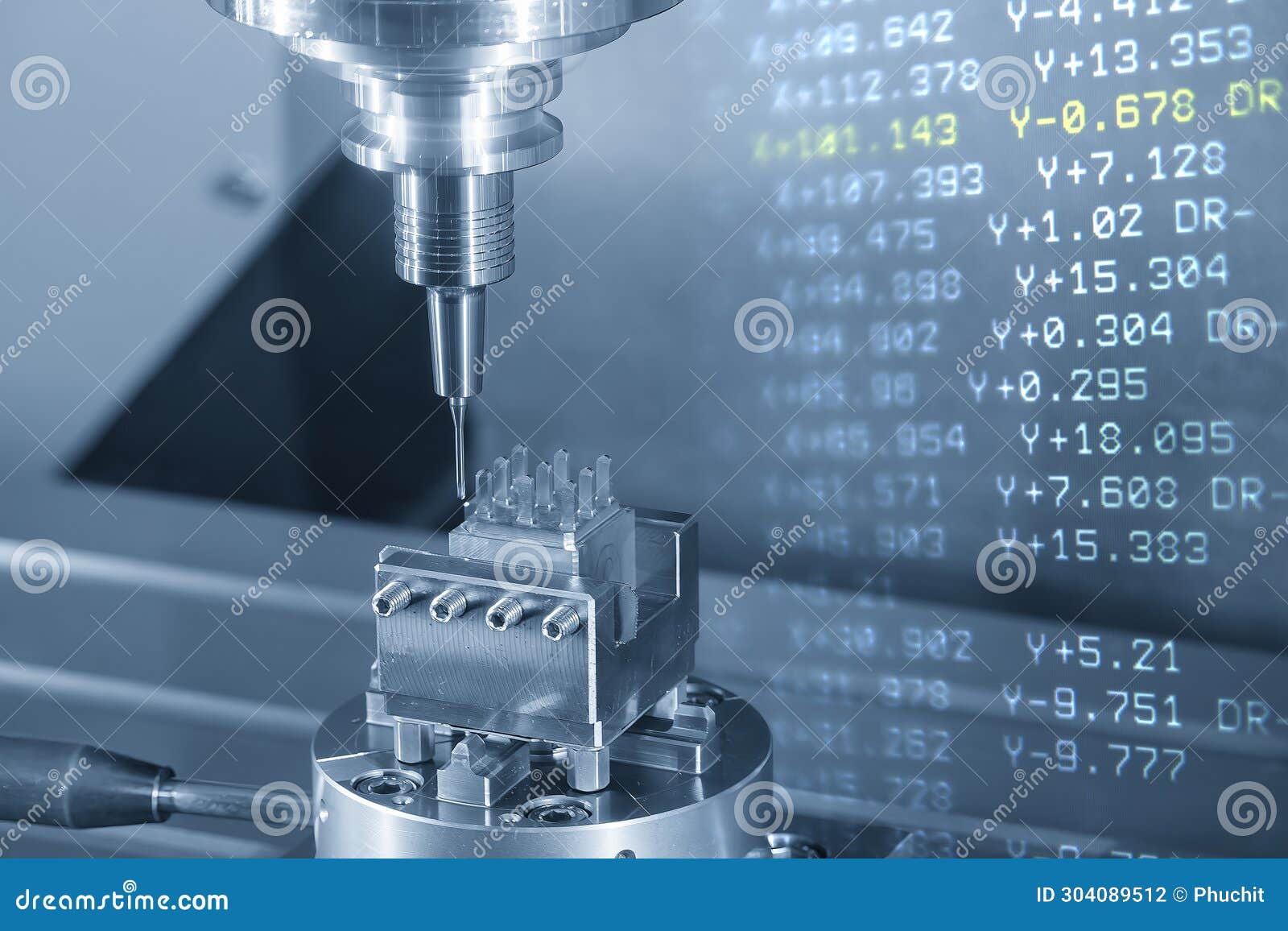 the cnc milling machine cutting the copper electrode parts with solid ball end mill tool