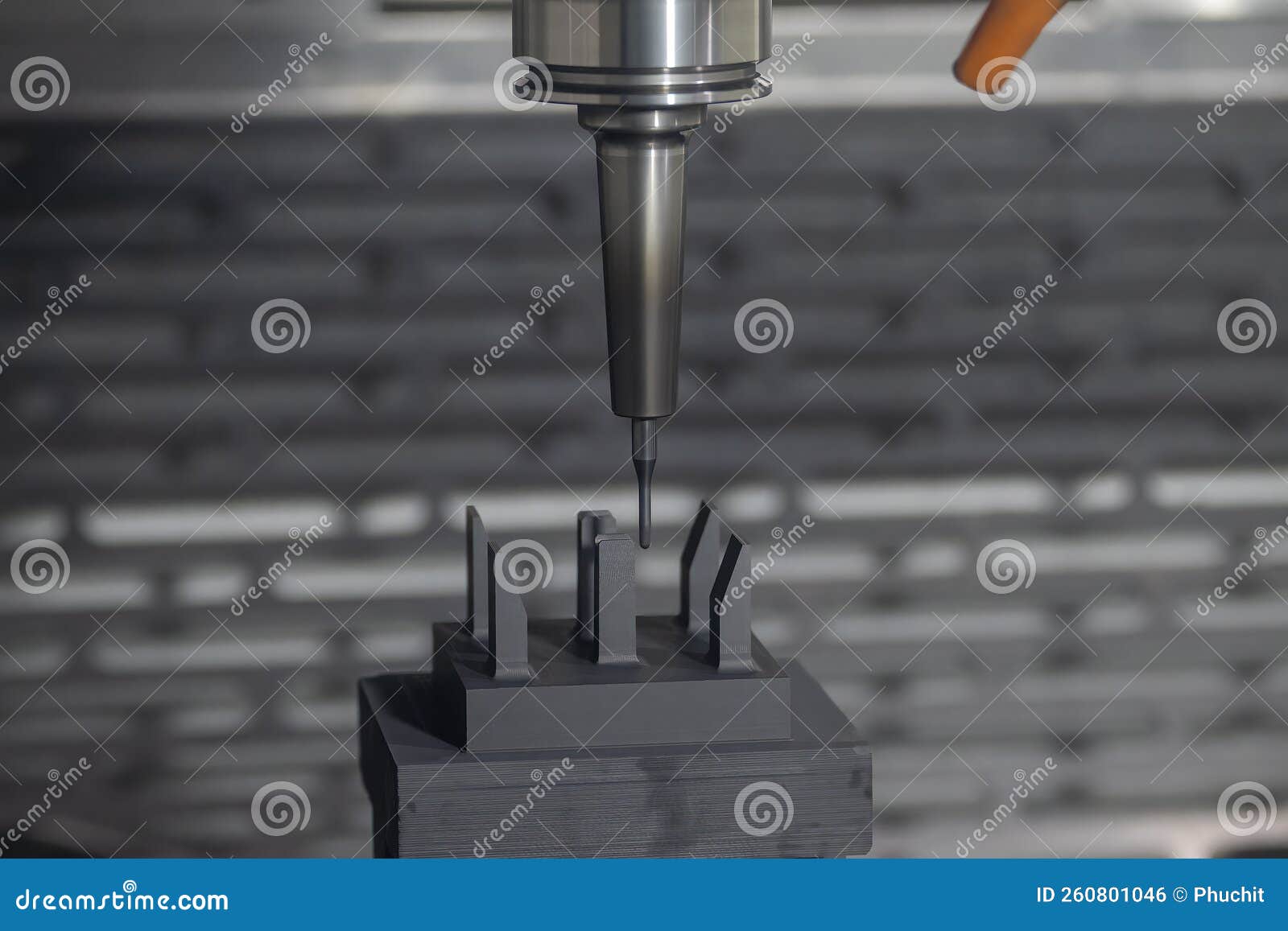 The CNC Milling Machine Cutting the Graphite Electrode Parts with Solid Ball End Mill Stock