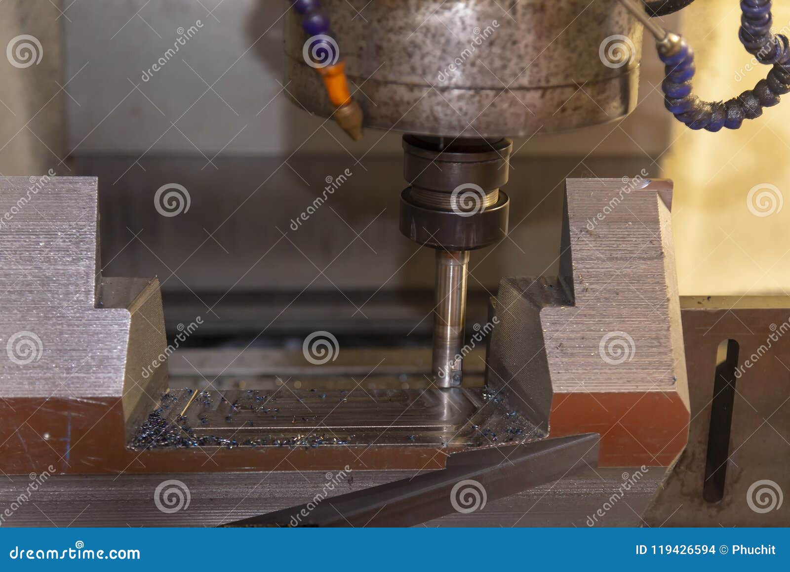 The CNC Milling Machine Cutting the Tire Mold Parts Stock Photo Image of injection, mechanical