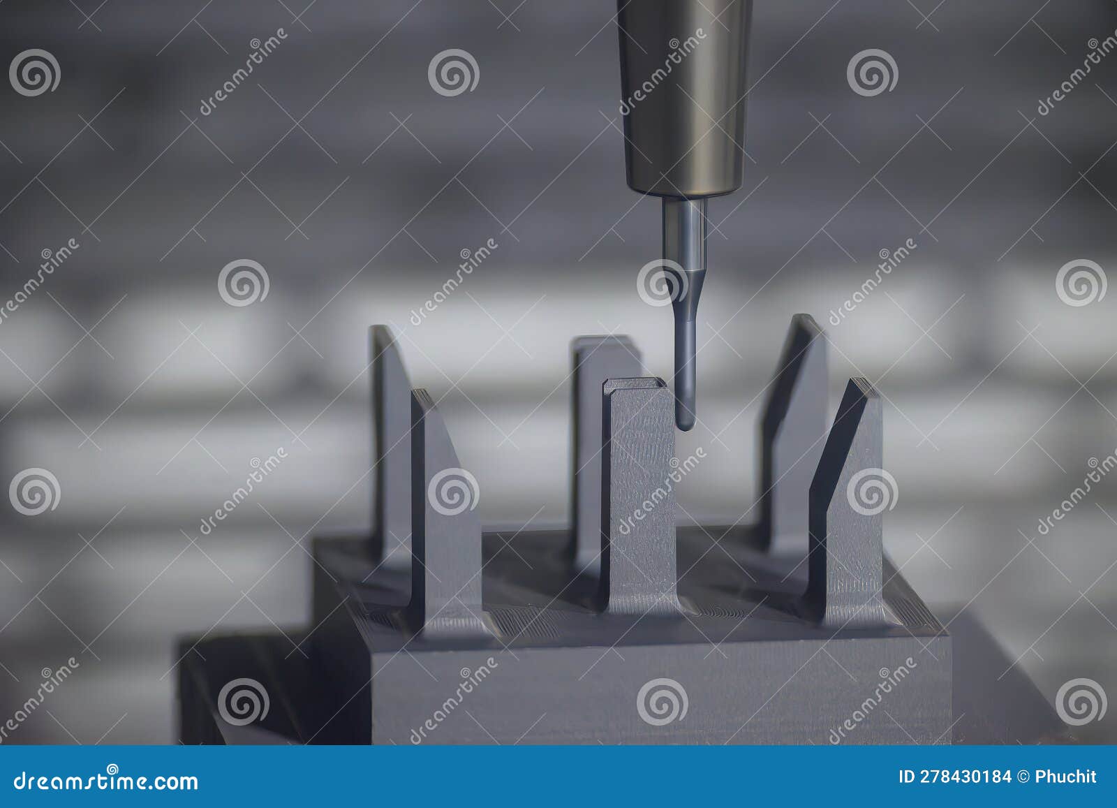 The CNC Milling Machine Finish Cutting the Graphite Electrode Parts with Solid Ball End Mill
