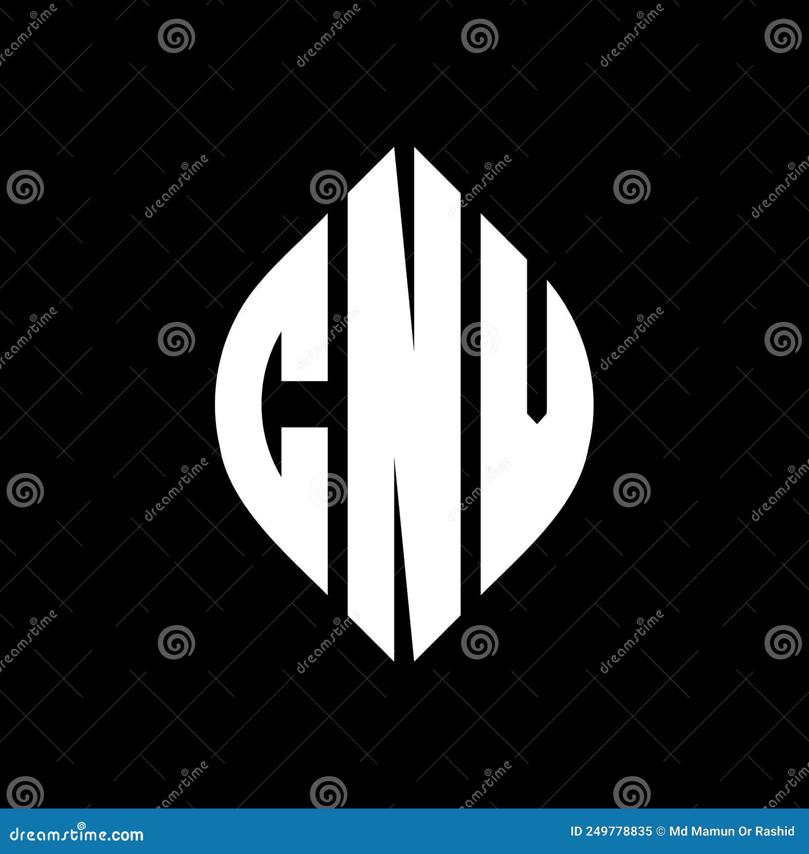 cnv circle letter logo  with circle and ellipse . cnv ellipse letters with typographic style. the three initials form a