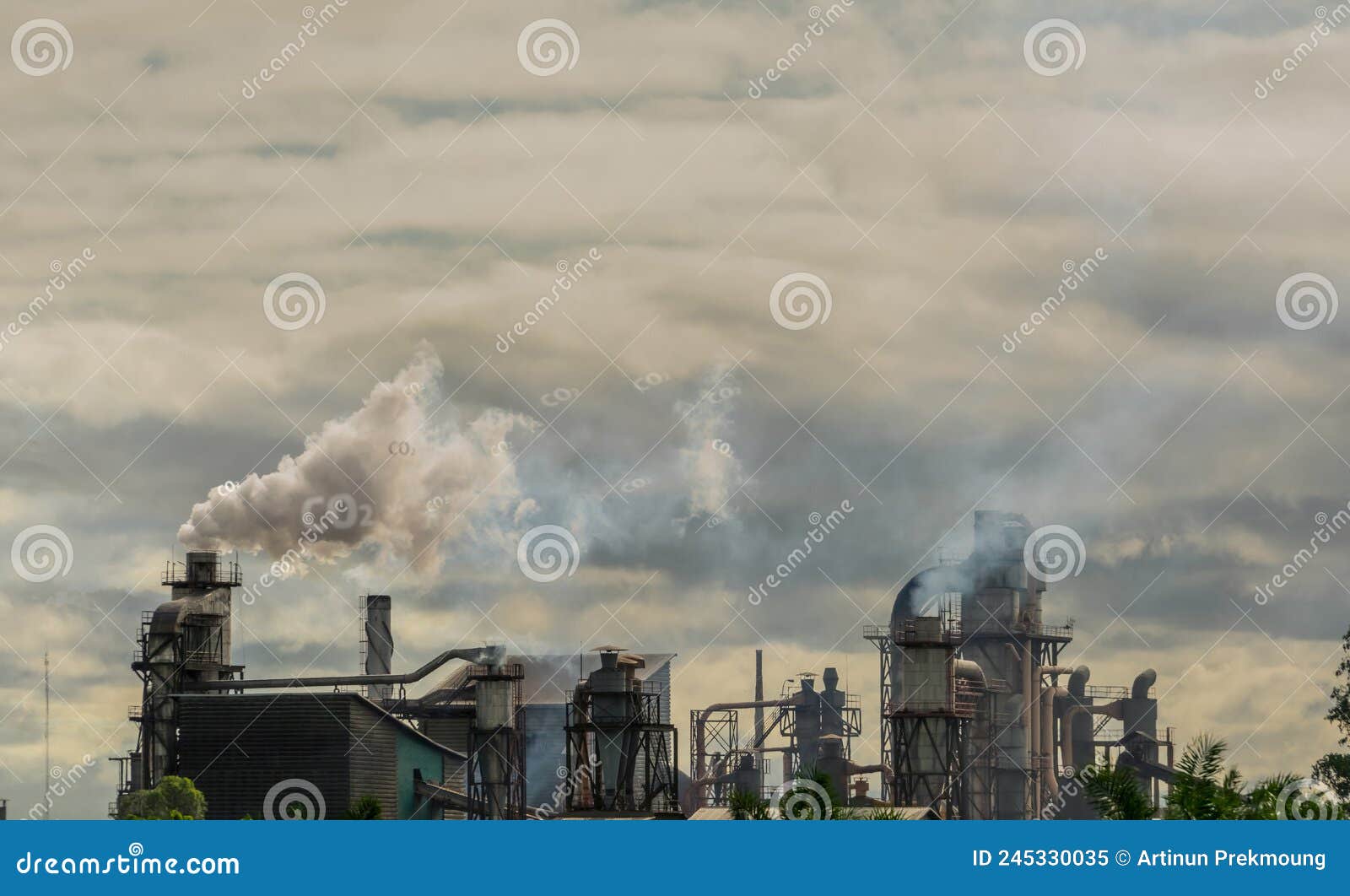 co2 emissions. co2 greenhouse gas emissions from factory chimneys. carbon dioxide gas global air climate pollution. carbon dioxide