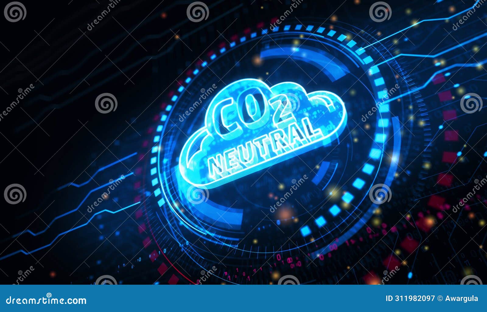 co2 neutral zero emission decarbonize  digital concept 3d 
