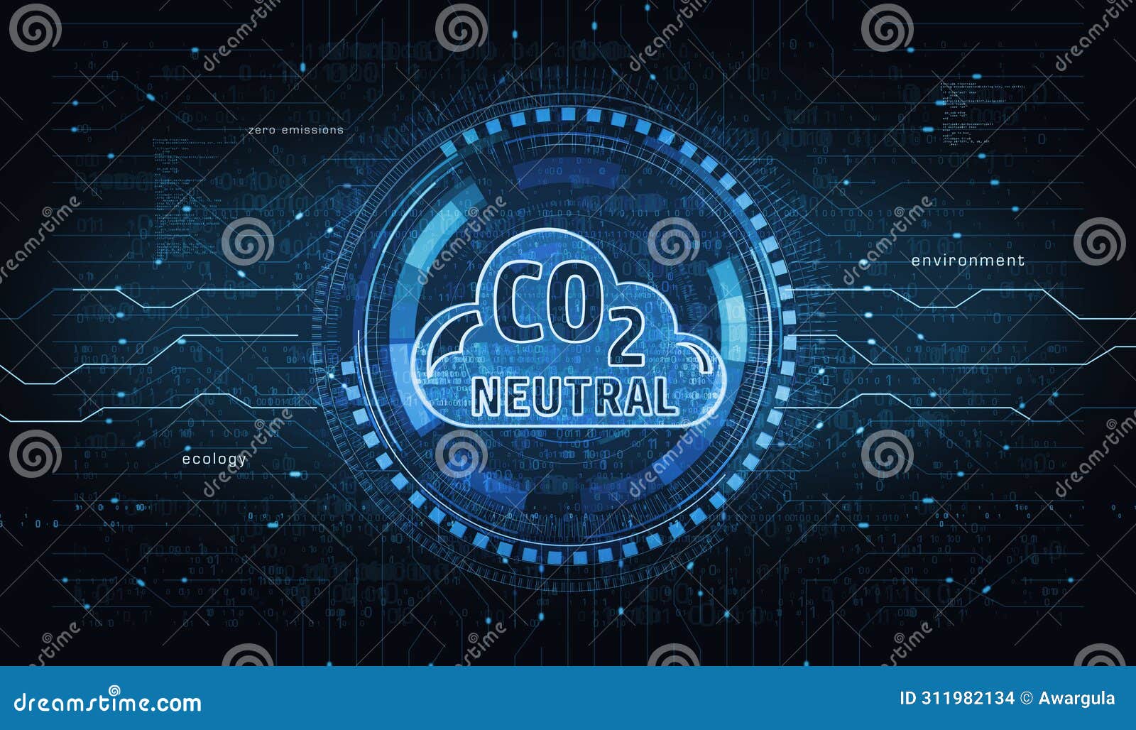 co2 neutral zero emission decarbonize  digital concept 3d 