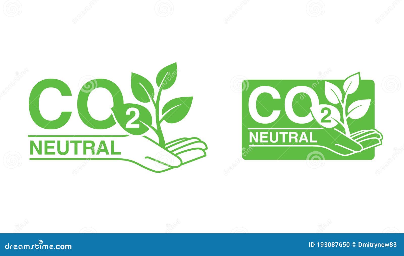 co2 neutral stamp with - hand holding plant