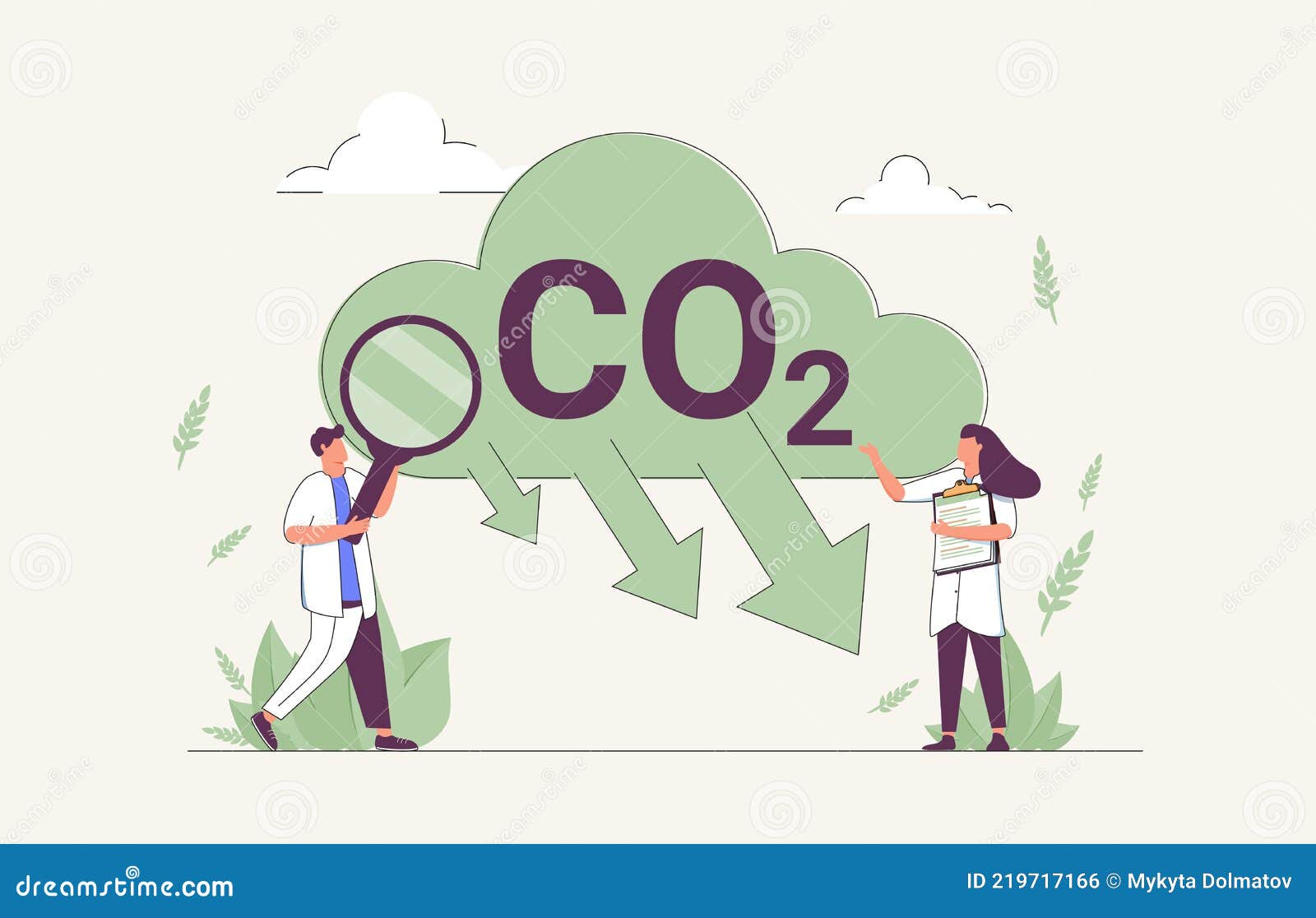 co2 reduction to reduce carbon dioxide greenhouse gases tiny person concept. alternative energy usage to eliminate