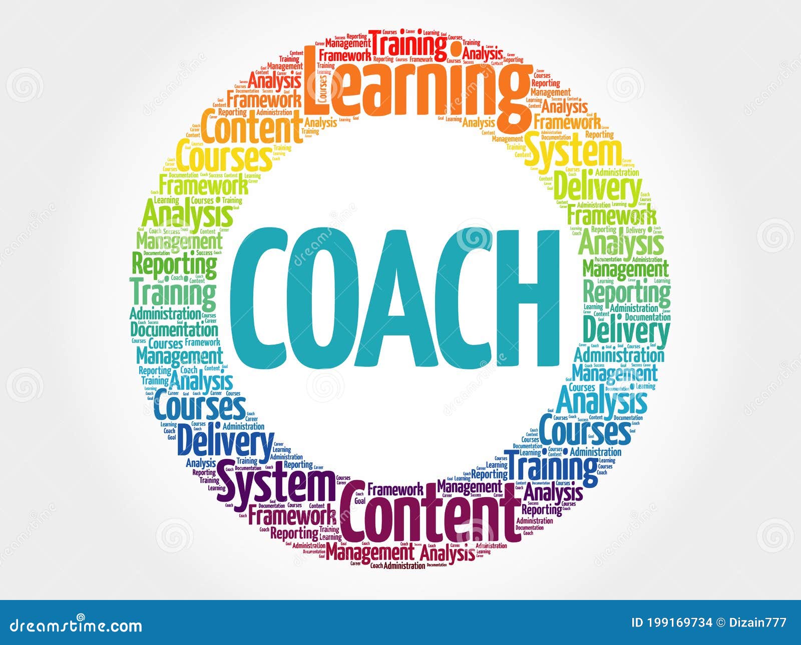 Coach circle word cloud stock illustration. Illustration of mentee