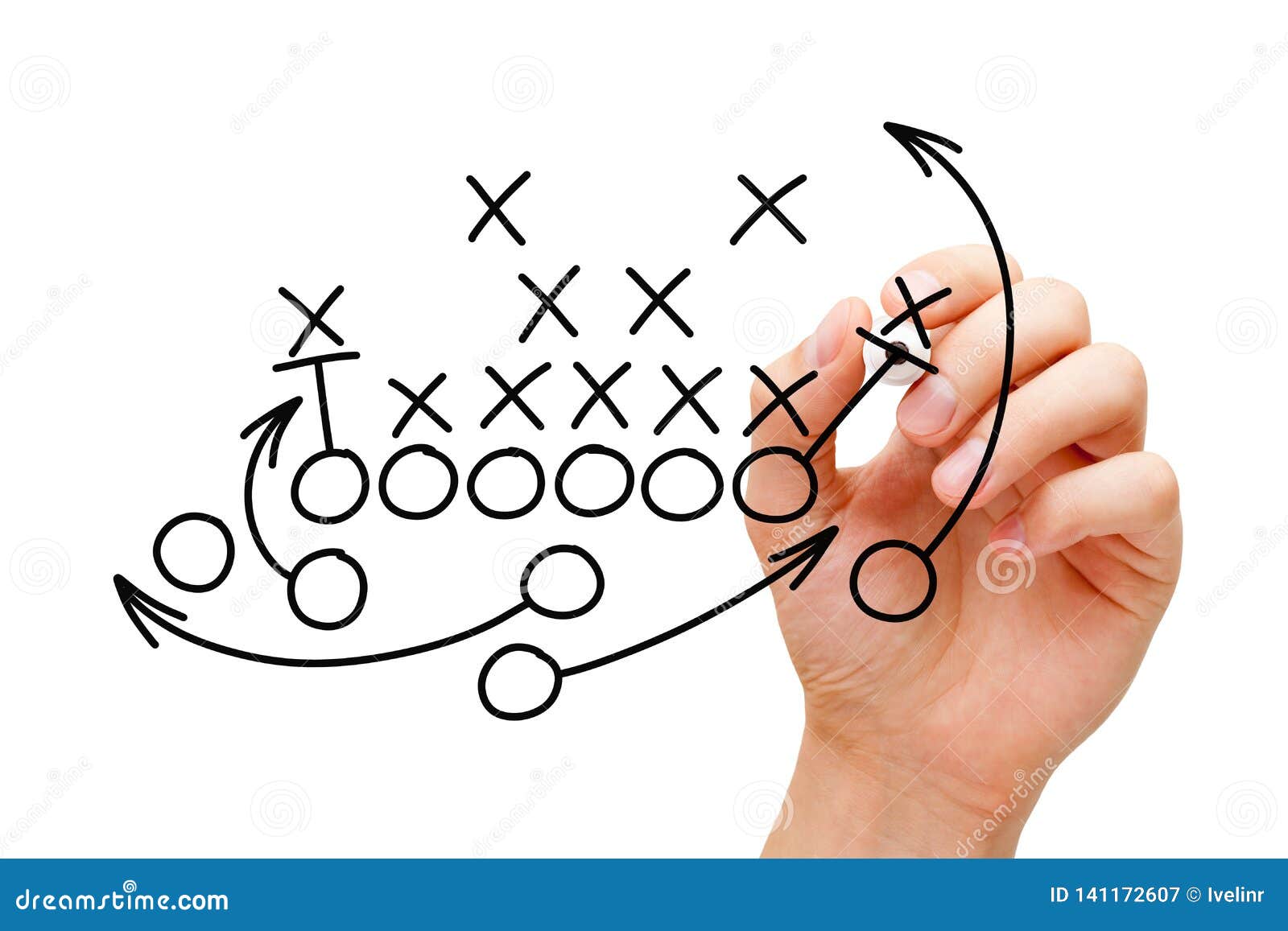 coach drawing american football playbook strategy