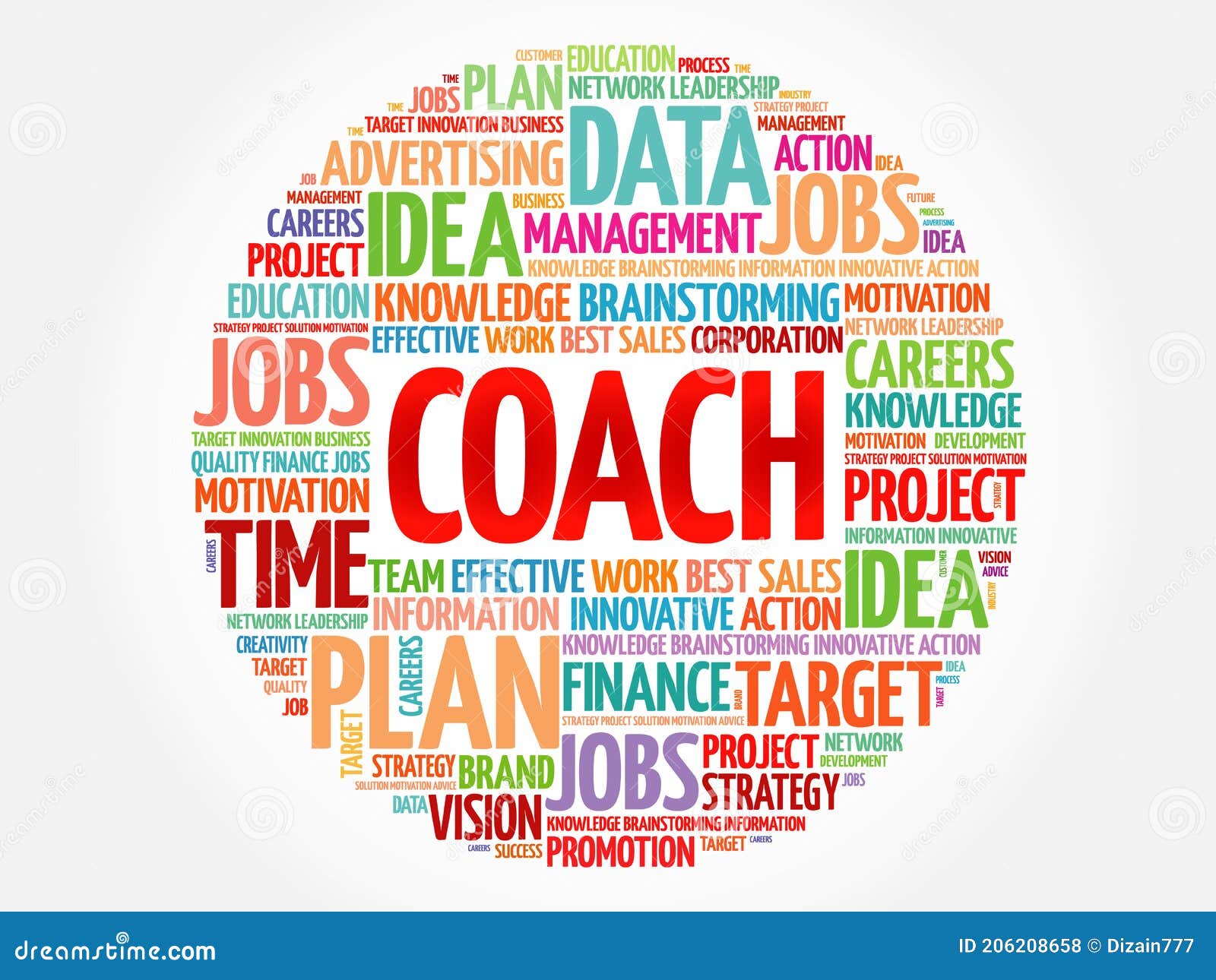 Coach word cloud stock illustration. Illustration of definition 206208658