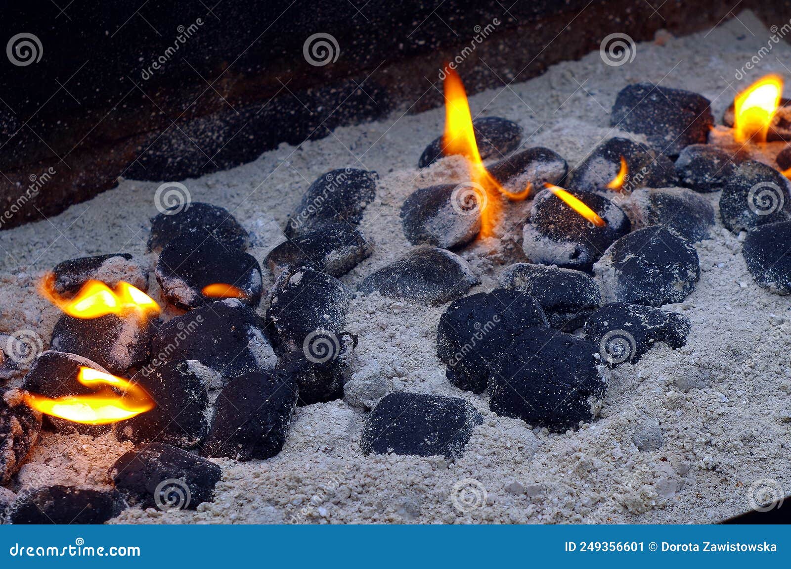Coal and ash in the hearth stock image. Image of grill 249356601
