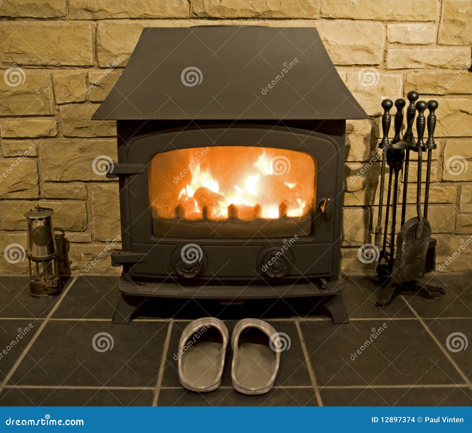 coal fire and hearth at home