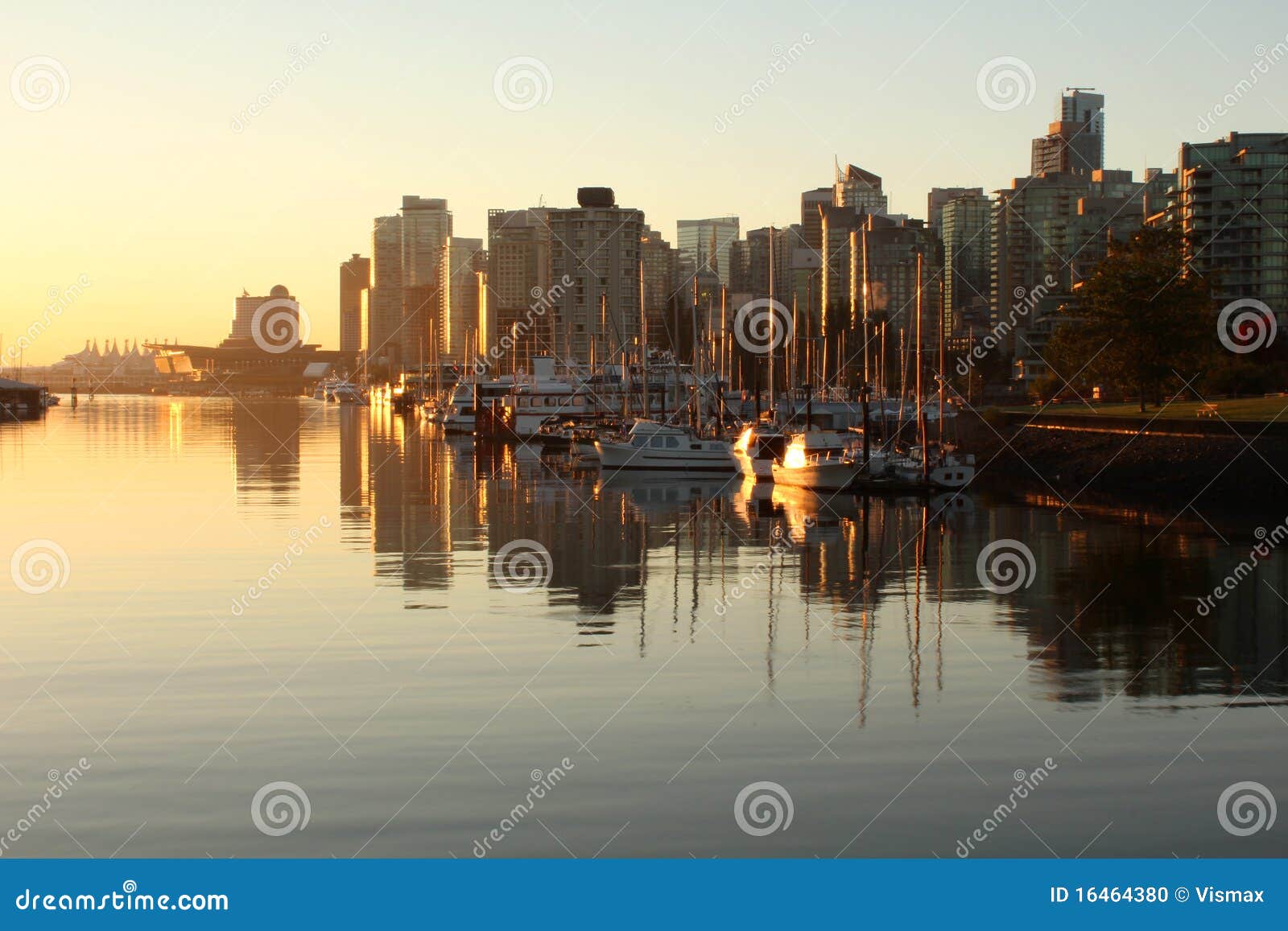 Coal Harbor Vancouver, Morning Light Stock Photo Image of