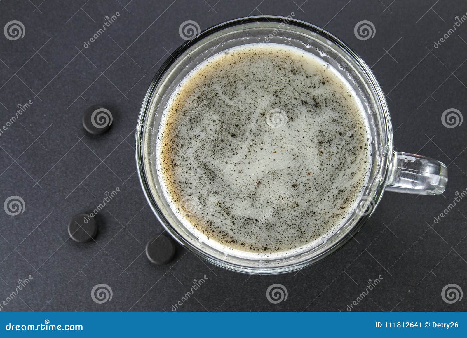 Coal Latte. Black Cappuccino. Black Coffee with Activated Carbon. Stock Image Image of