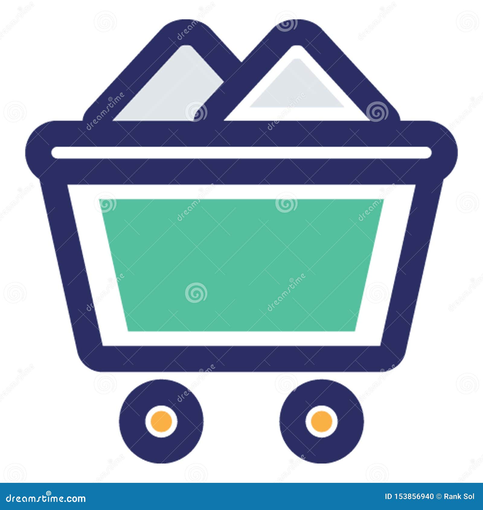 coal mine cart, coal trolley  icon which can easily modify or edit