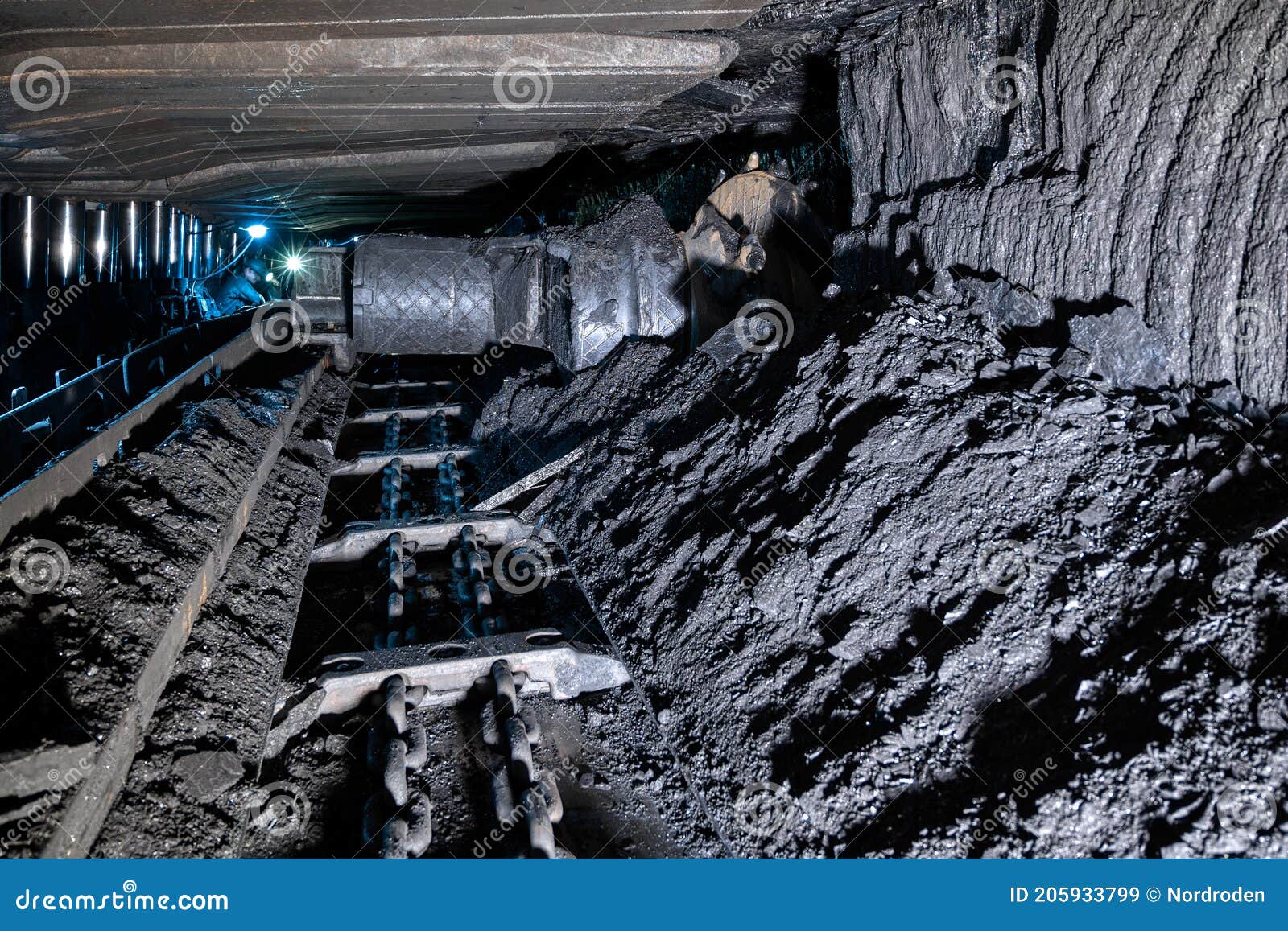 Coal Mine. Underground Coal Mining Stock Image - Image of geology