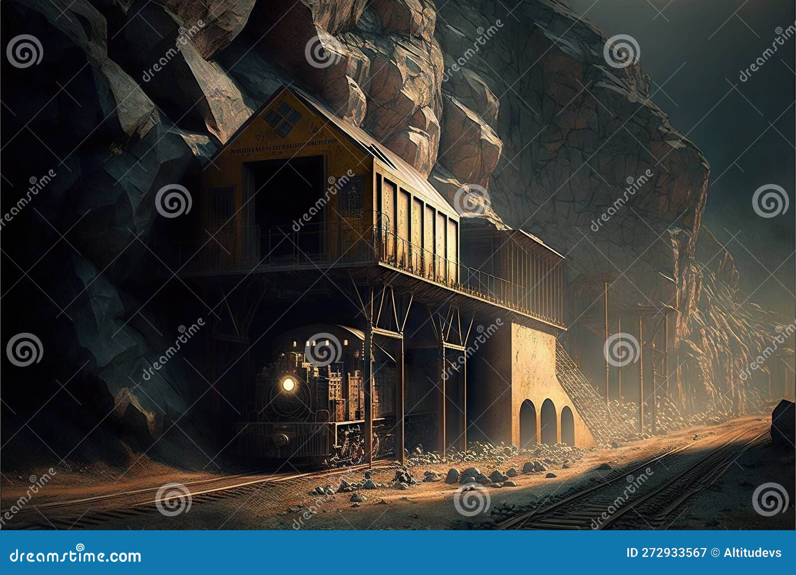 Coal Mining Industry Concept with Retro Wooden Mine Entrance with ...