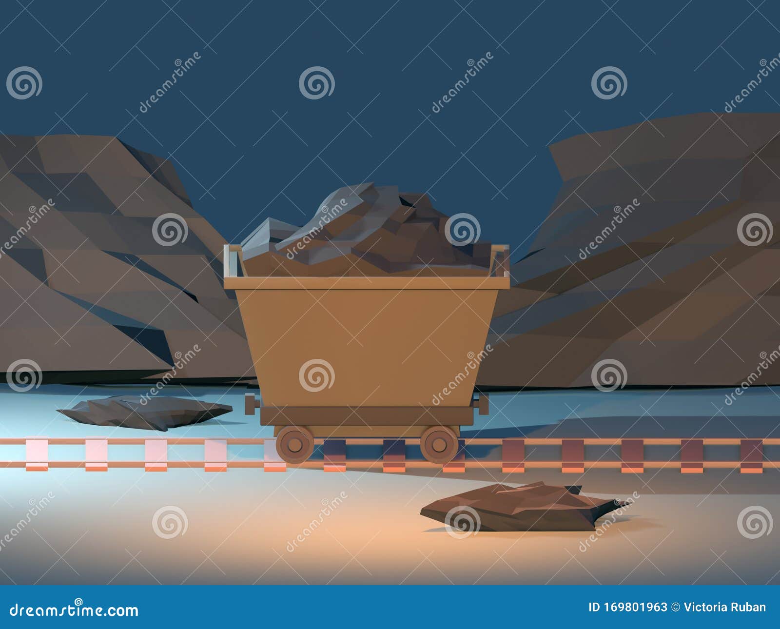 Coal trolley in the mine stock illustration. Illustration of industry ...