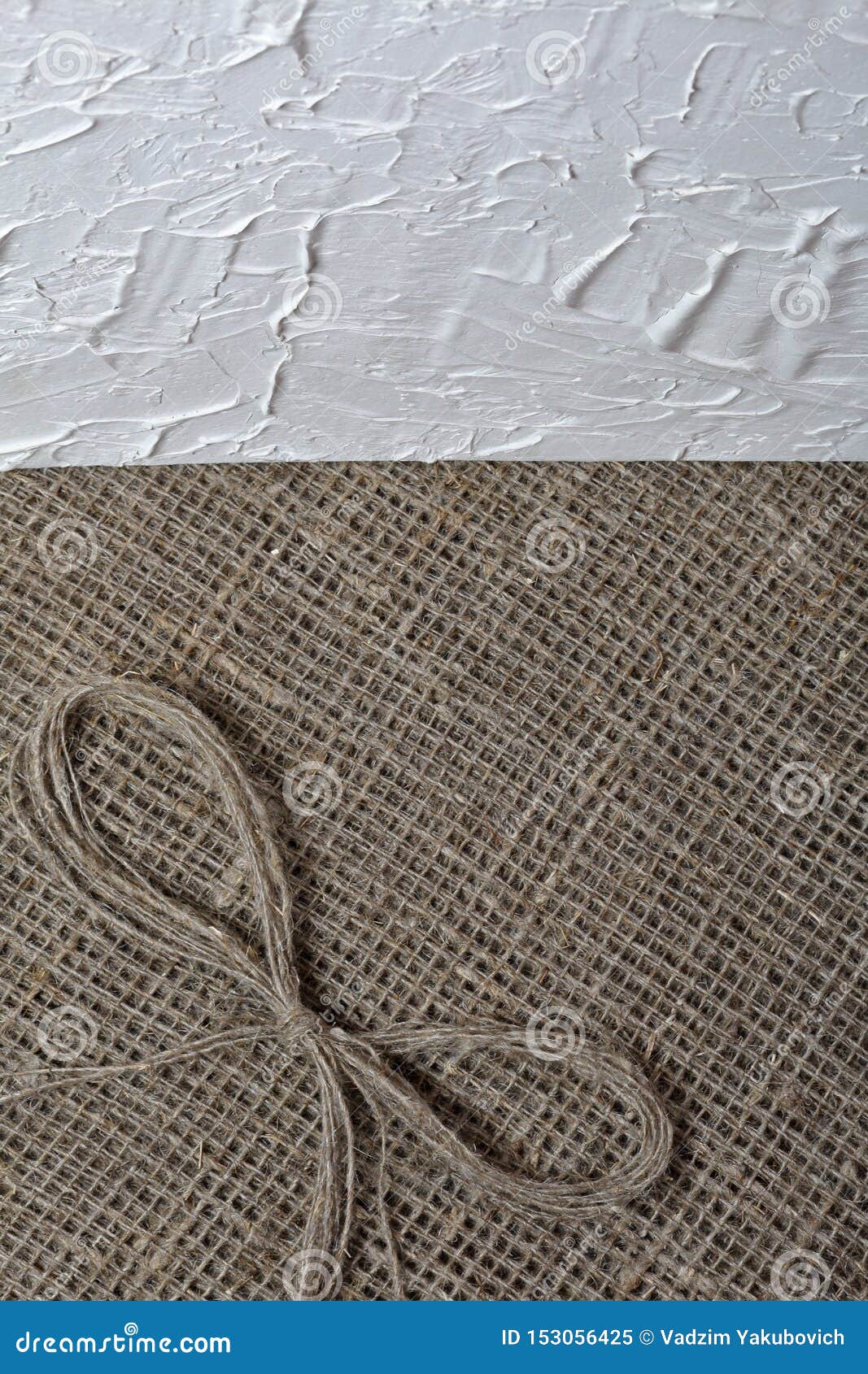 Coarse Linen Fabric. on it Lies a Bow of Linen Thread Stock Image ...