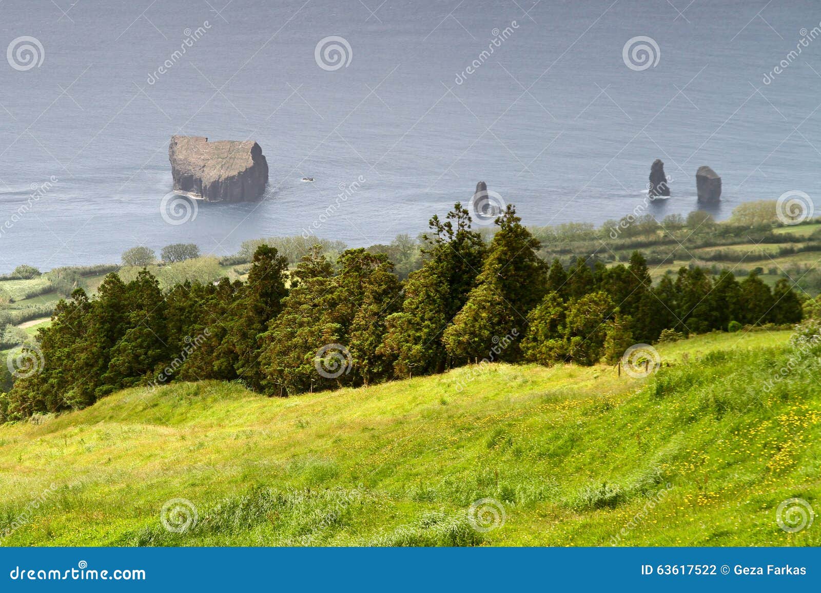 coast ans small islands near mosterios in azores island sao mig