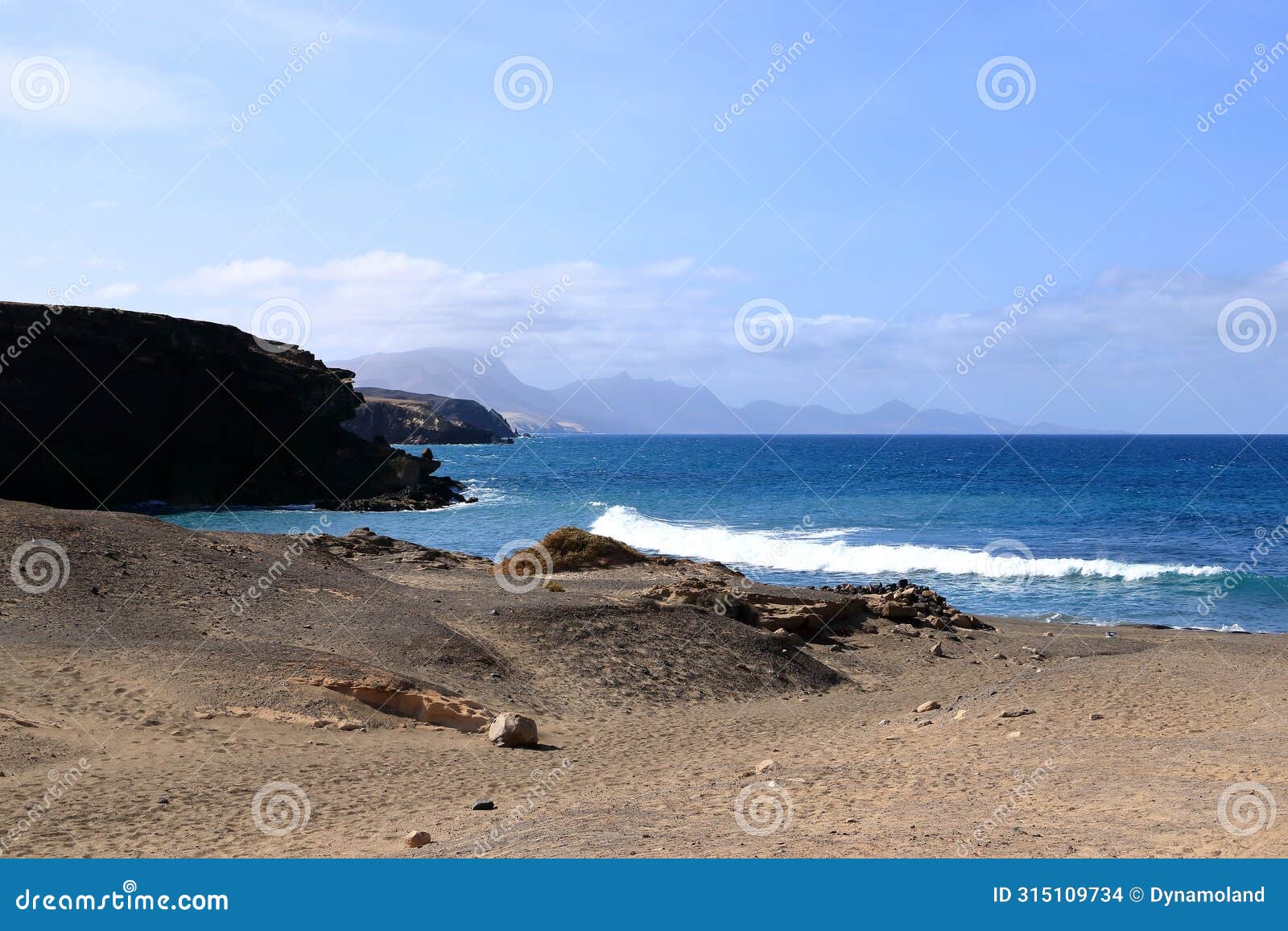 the coast landscape and beach la pared, fuerteventura, canary islands, spain