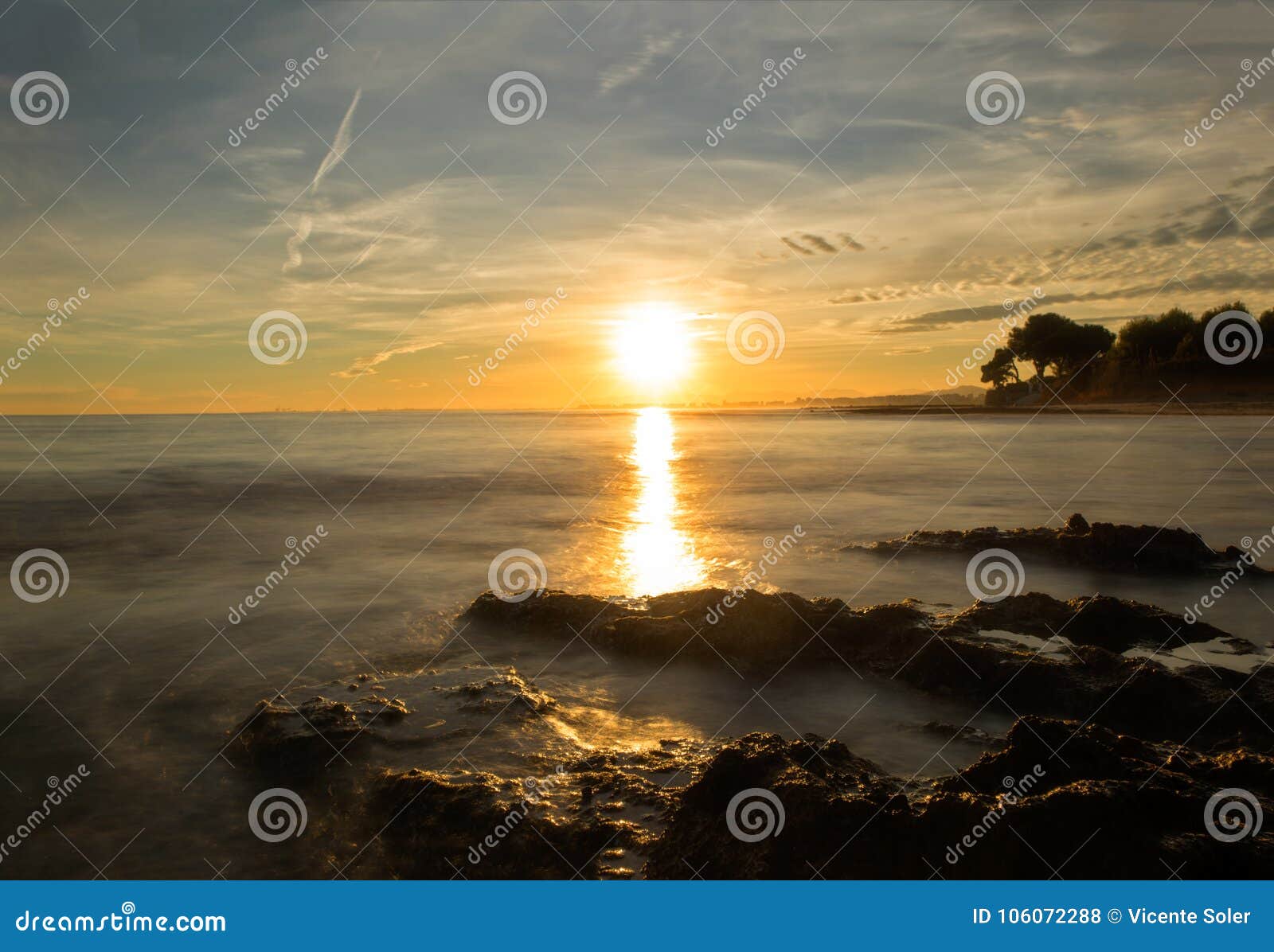 The Coast of Oropesa Del Mar at a Sunrise Stock Photo - Image of ...