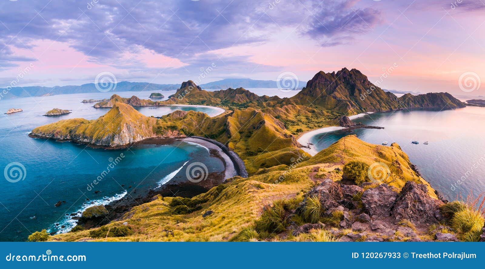 coast view of padar island in a cloudy morning