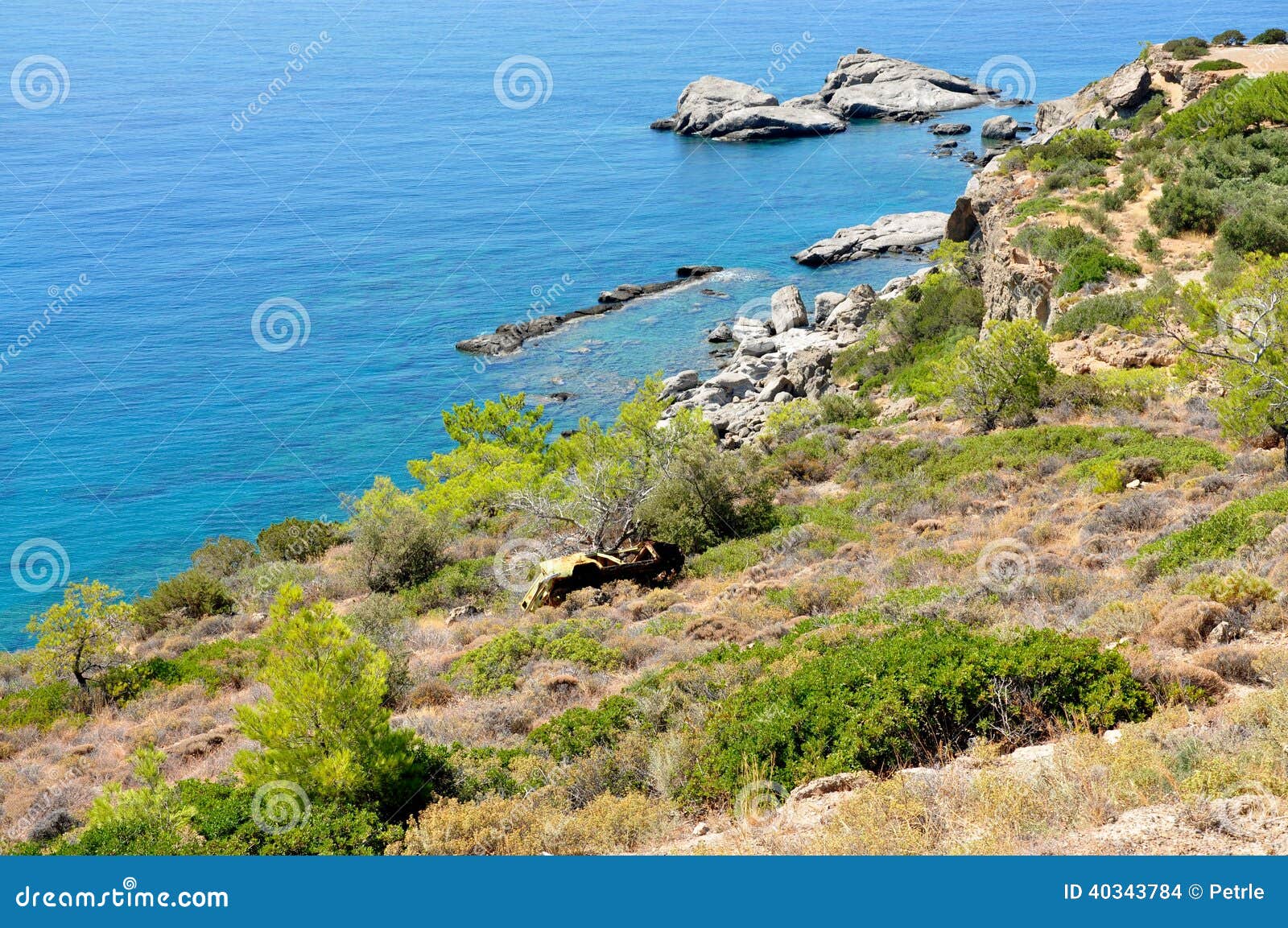 Coast and Wreck the Car, Crete, Greece, Europe Stock Photo Image of