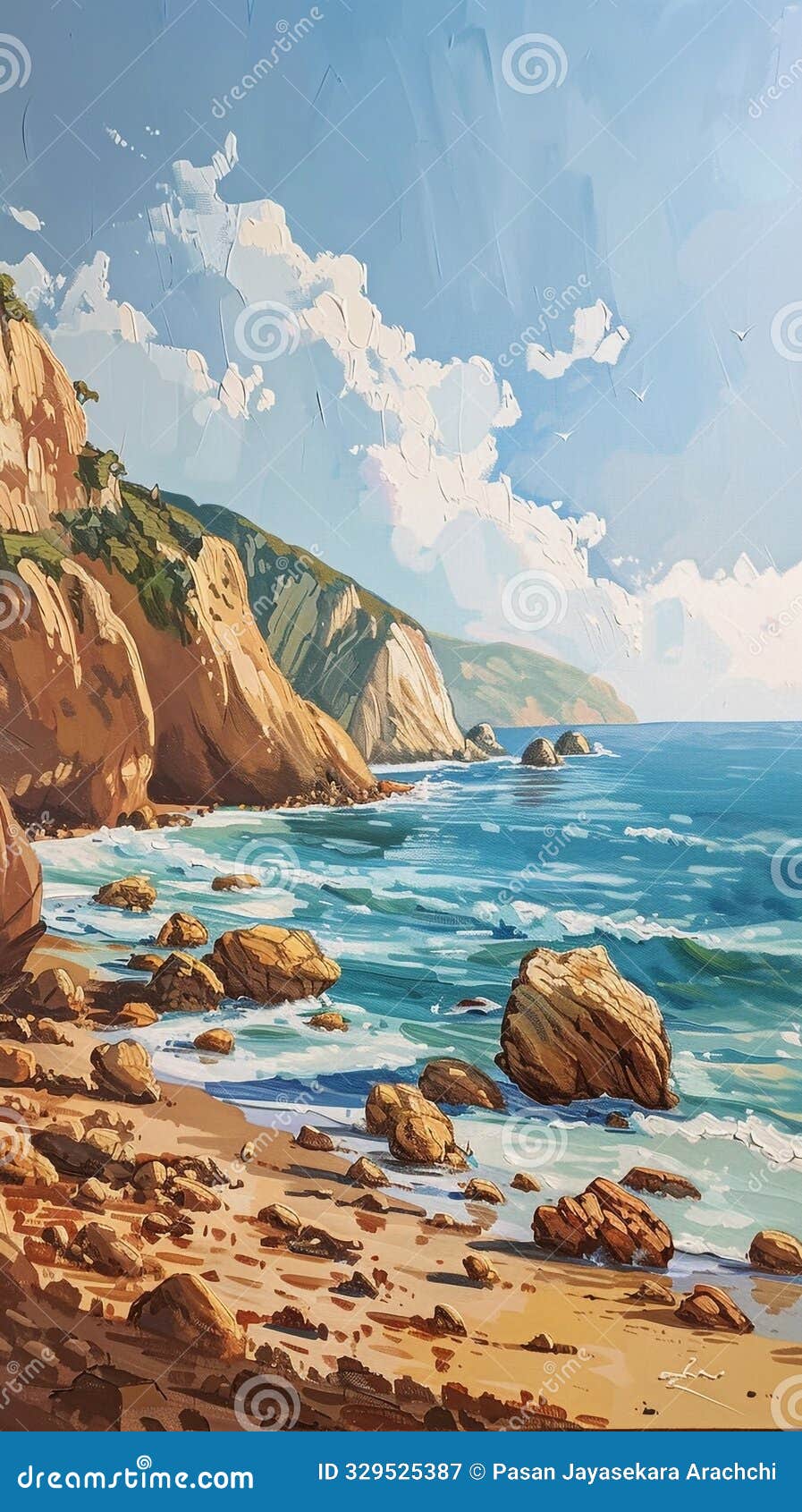 coastal cliffs and earthy rocks by the ocean shore