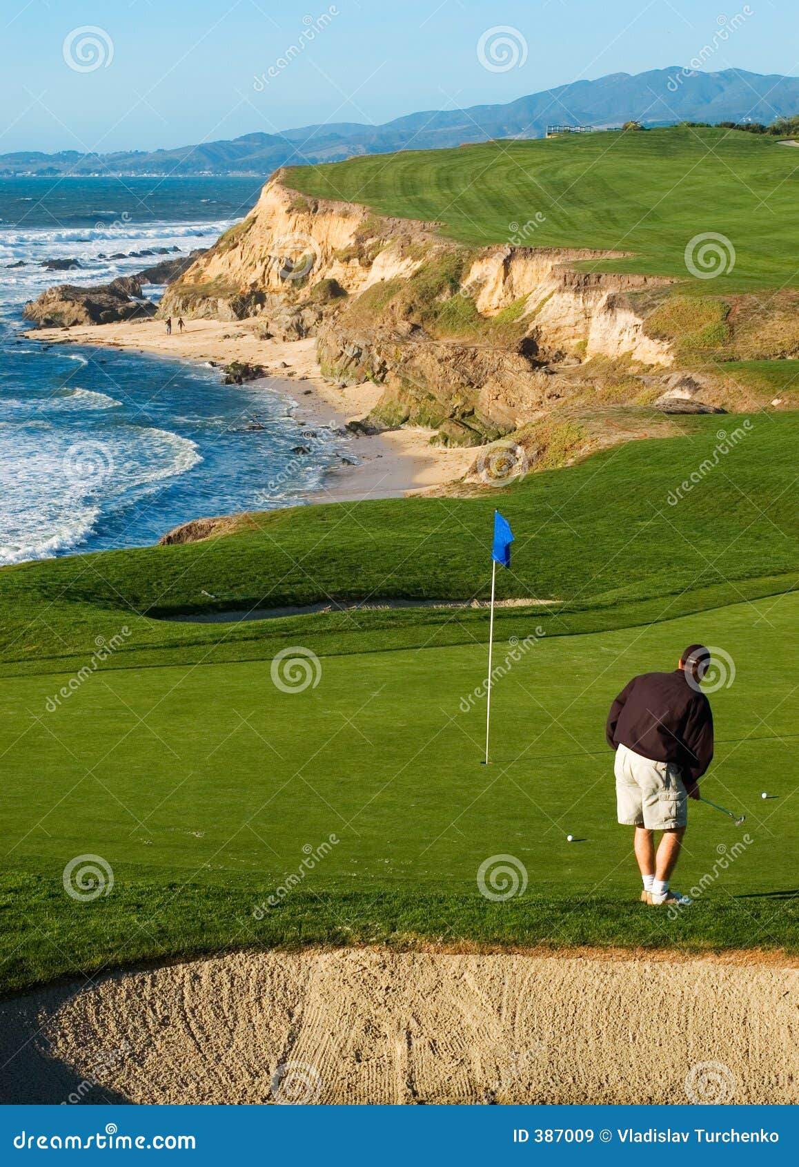 Coastal golf course stock image. Image of active, green 387009