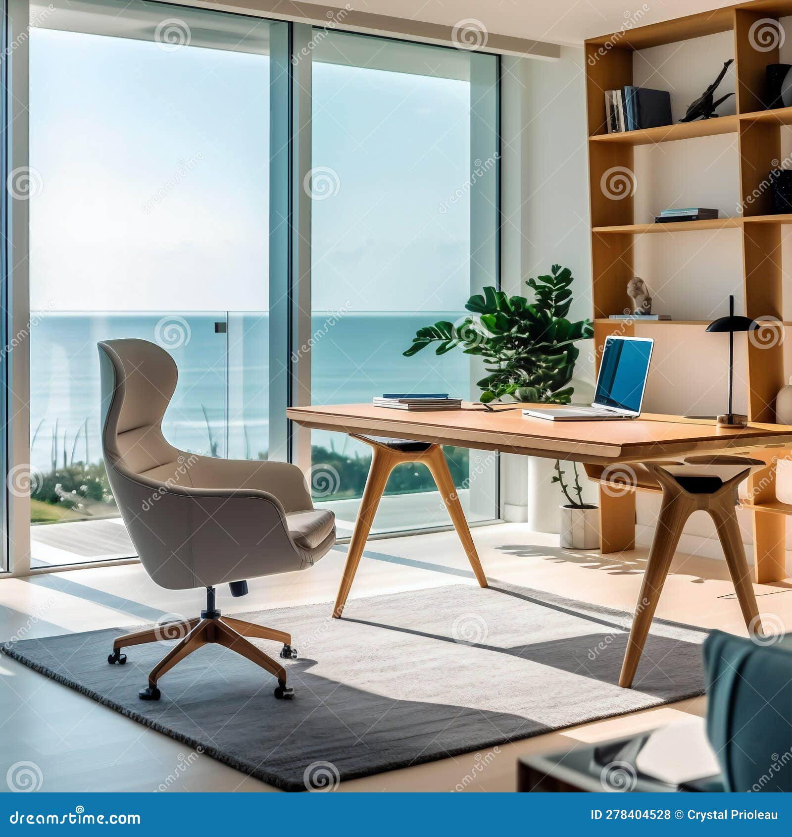 Coastal Harmony: Embracing Serenity in Your Modern Home Office Stock