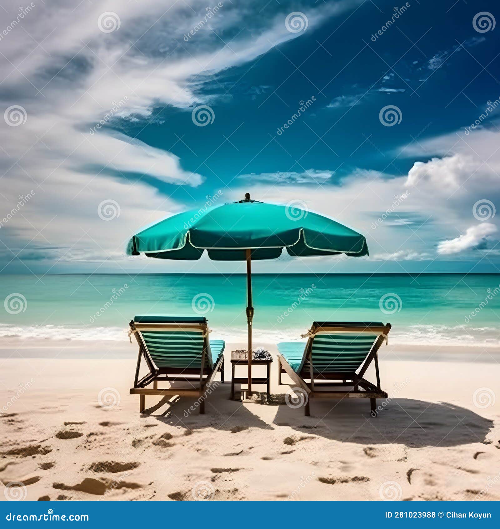 coastal harmony, sandy beach, floating clouds, and harmonious seaside retreat