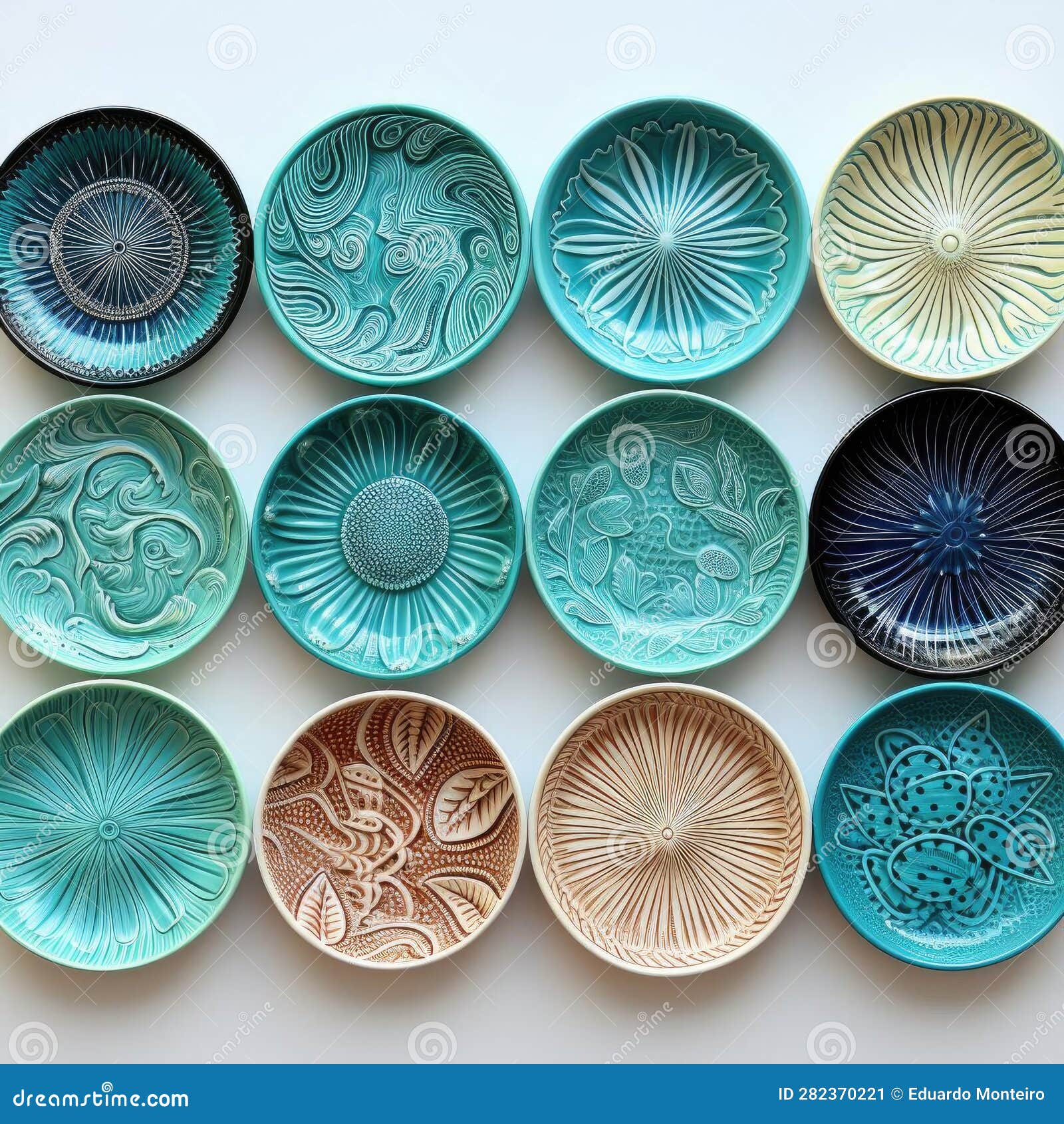 Coastalinspired Wall Plates with Oceanic Motifs Stock Illustration