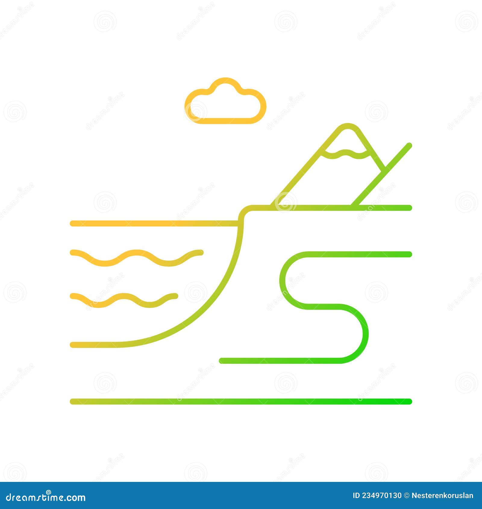 Mix Icon For Watershed, Mountain And Hill Cartoon Vector ...