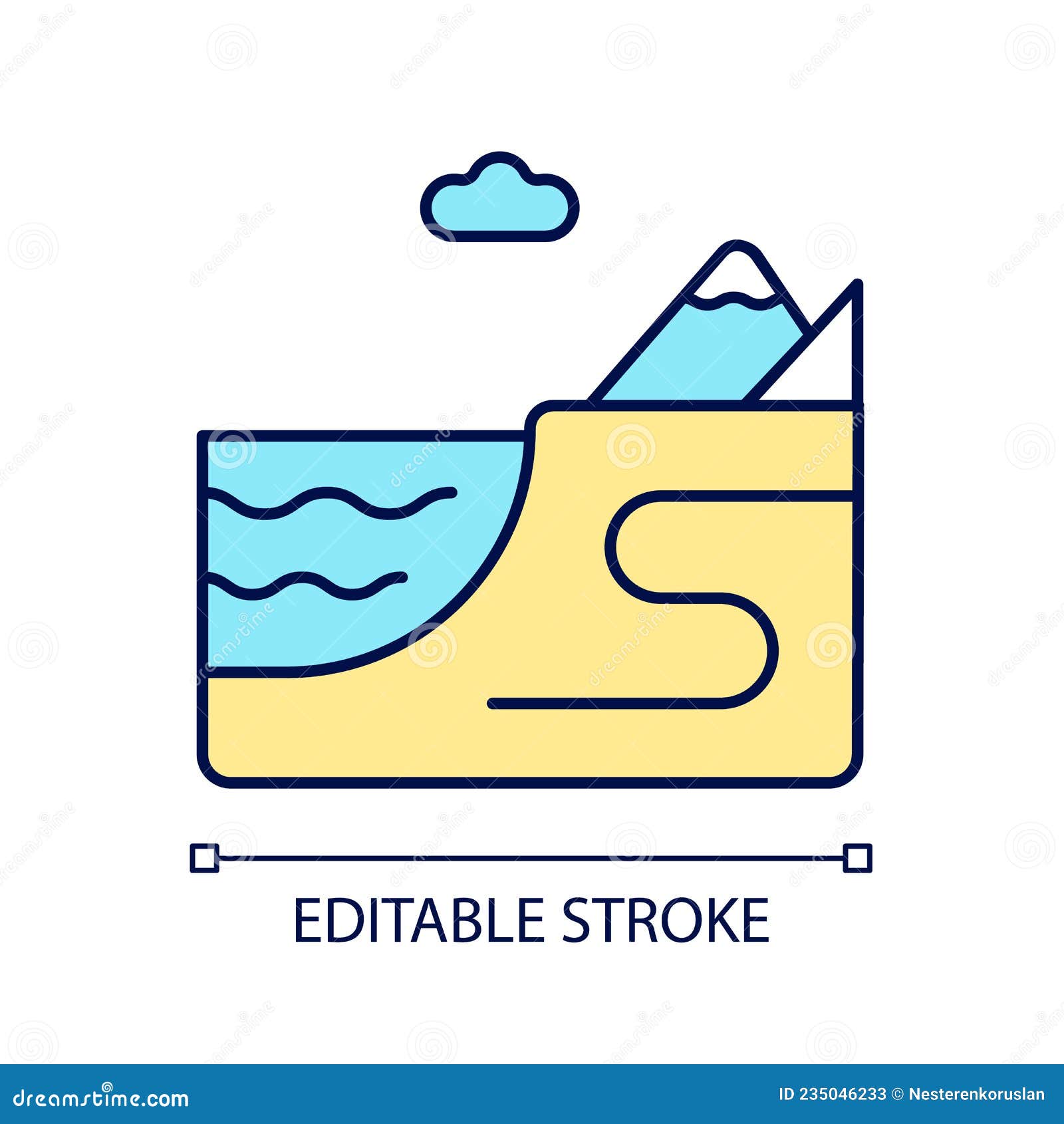 Mix Icon For Watershed, Mountain And Hill Cartoon Vector ...