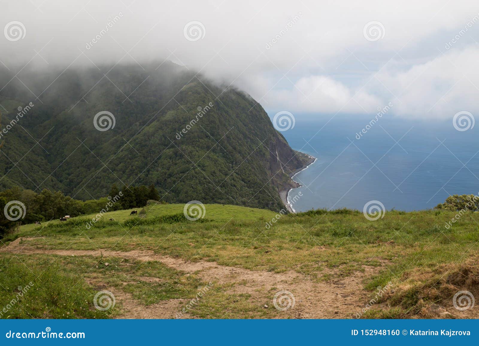 Coastal Mountains and Atlantic Ocean, Azores Stock Photo - Image of europe, high: 152948160
