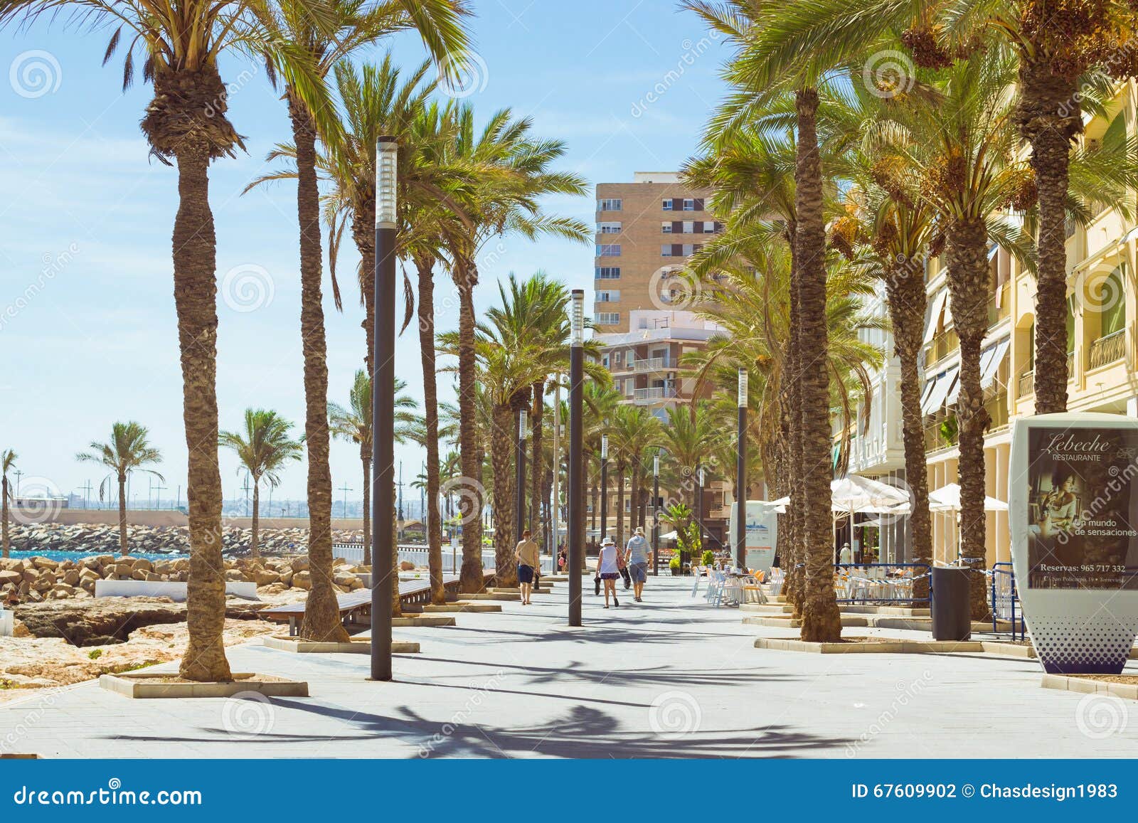 Coastal Pedestrian Street Av De Los Marineros, Torrevieja Editorial ...