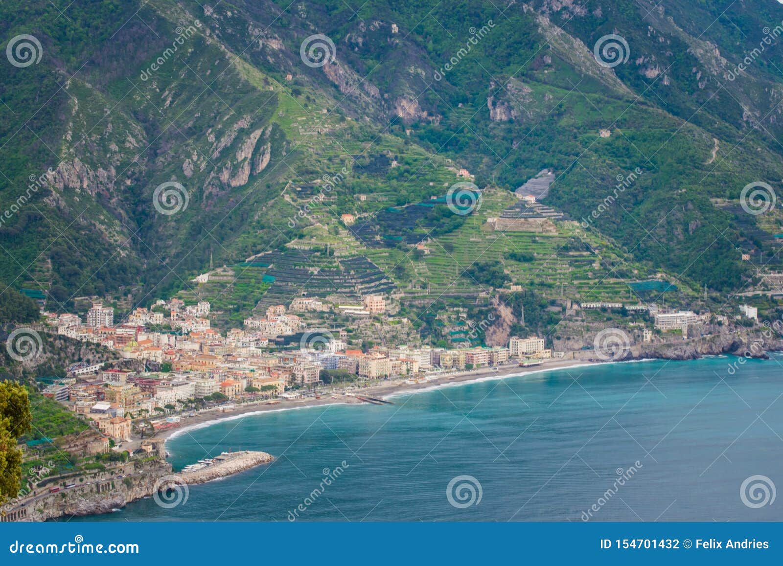 coastal view seen from the terrace of infinity or terrazza dell`infinito, villa cimbrone, ravello  village, amalfi coast of italy