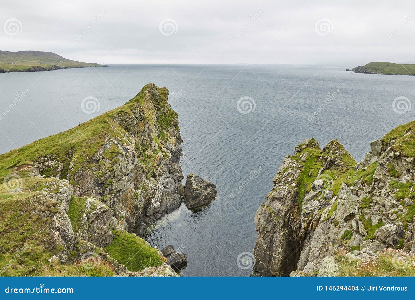 coastal view toward the knab in lerwick, which is the main port on the shetland isles, scotland